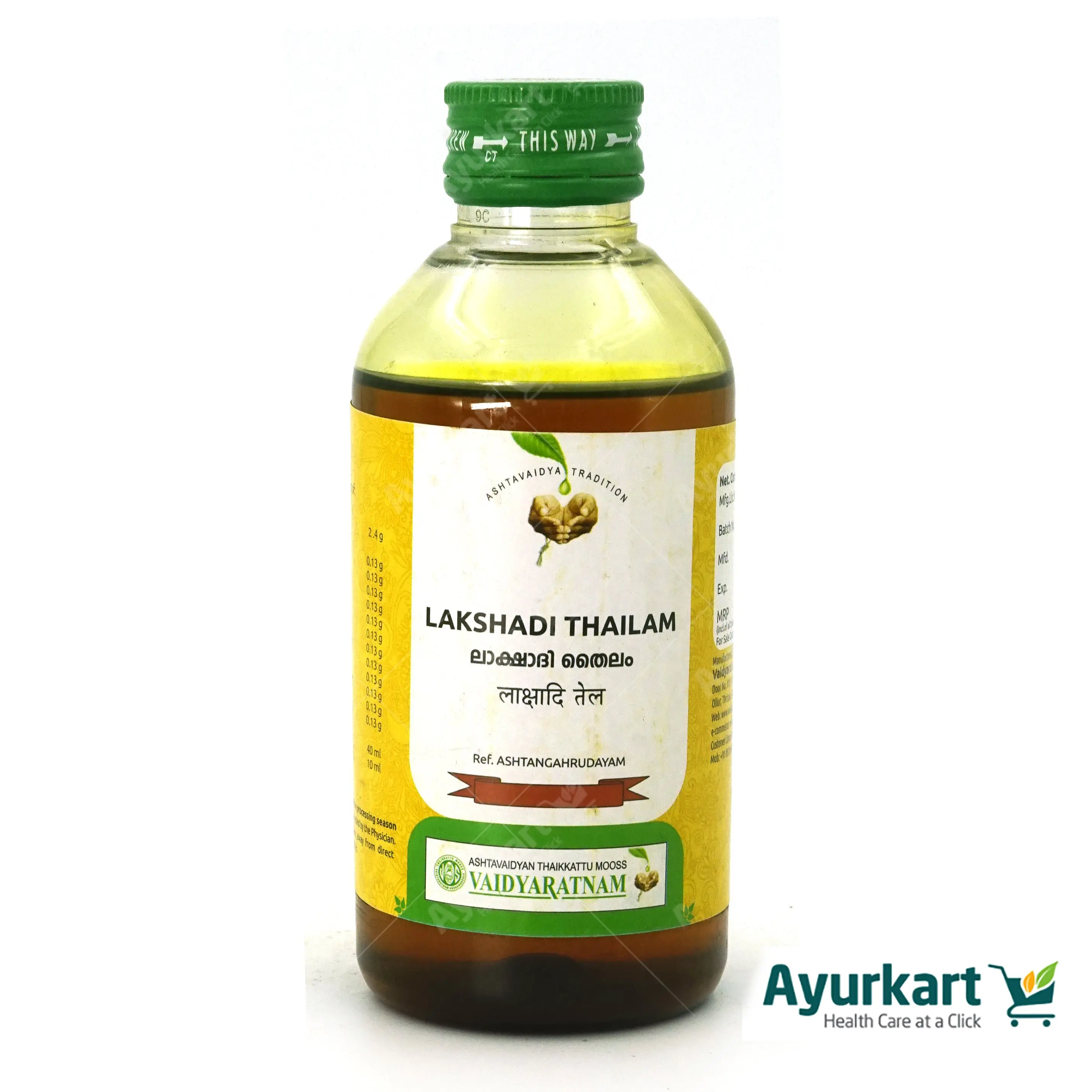 LAKSHADI THAILAM - 200ML - VAIDYARATNAM - DragonVitality