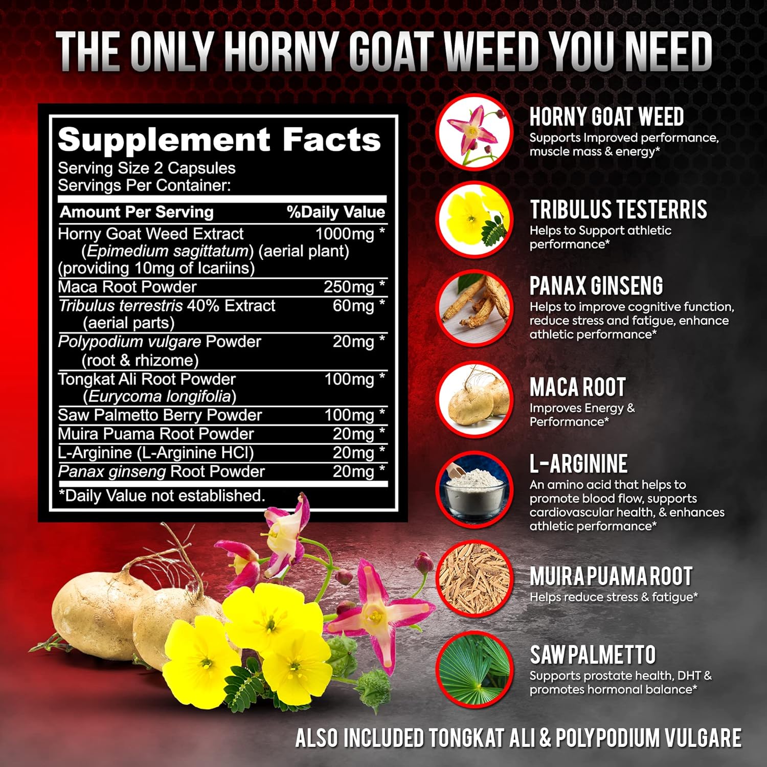 Super Strength 1590mg Horny Goat Weed 120 Capsules With Maca Arginine & Ginseng - Naturally Boost your Health, Workout Performance, Endurance & Energy, Joint Health For Men & Women (120C) - DragonVitality