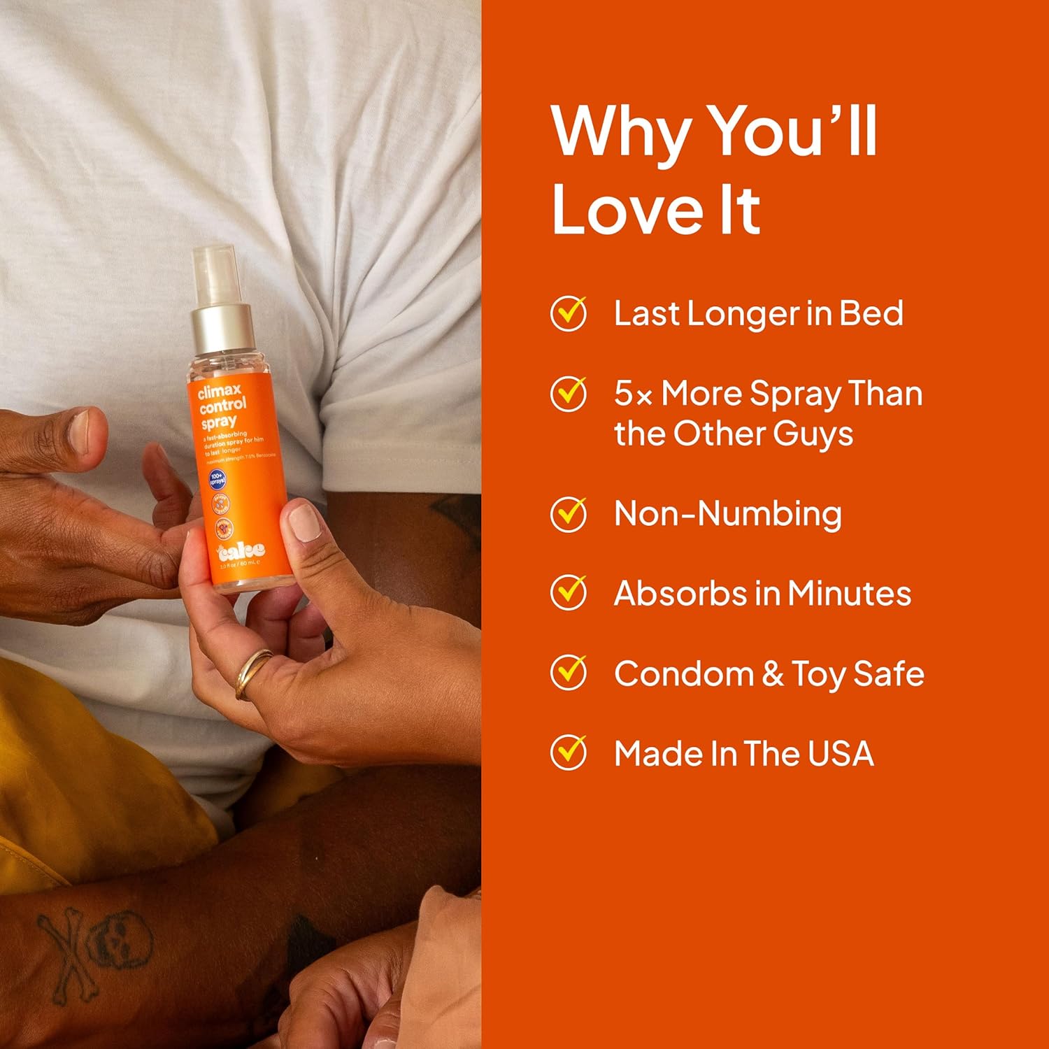 Hello Cake Climax Control Delay Spray, Fast-Absorbing Male Genital Desensitizer with Benzocaine - Last Longer, Stamina Enhancing, Non-Numbing Mist for Men and Couples, 2 fl oz - DragonVitality