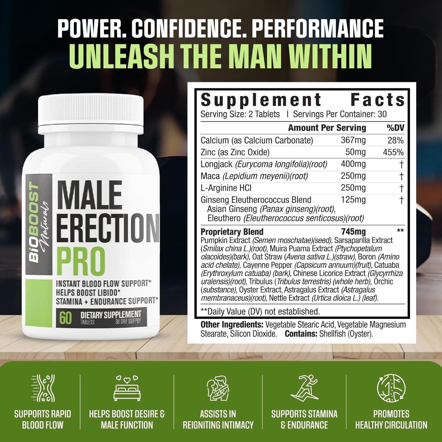 Male Perfomance Pro 2,187mg - 20 Ultra Ingredients | Pills for Men for Fast Acting Blood Flow, Vigor, Drive & Size EnIargement | 3rd Party Tested Formula - 60 Quick Dissolve Tablets - DragonVitality
