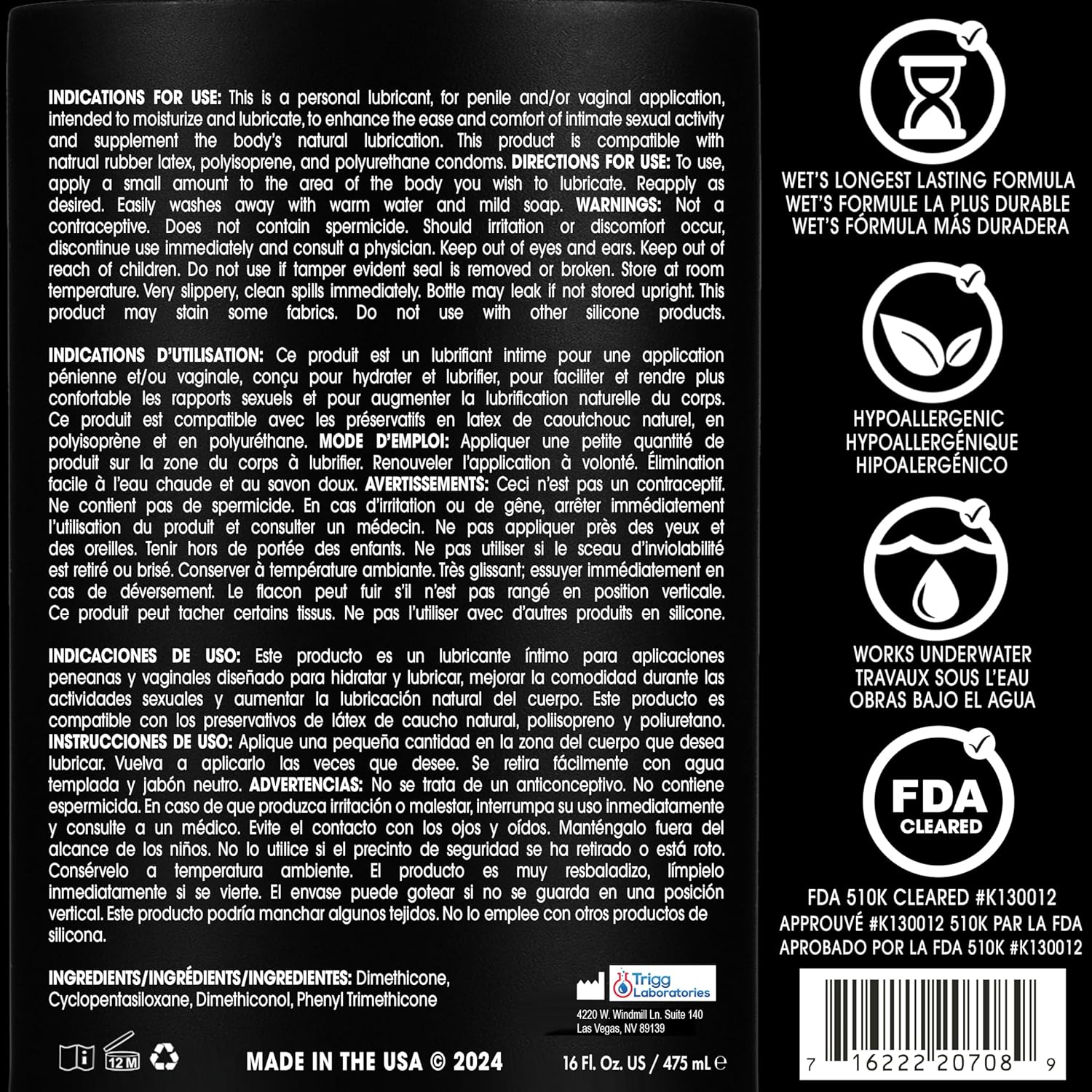 Wet Platinum Silicone-Based Personal Lubricant | Ultra Smooth, Super Slick, Hypoallergenic, Long-Lasting Performance, Waterproof Formula| Lube for Men, Women & Couples, 4.2 fl oz - DragonVitality