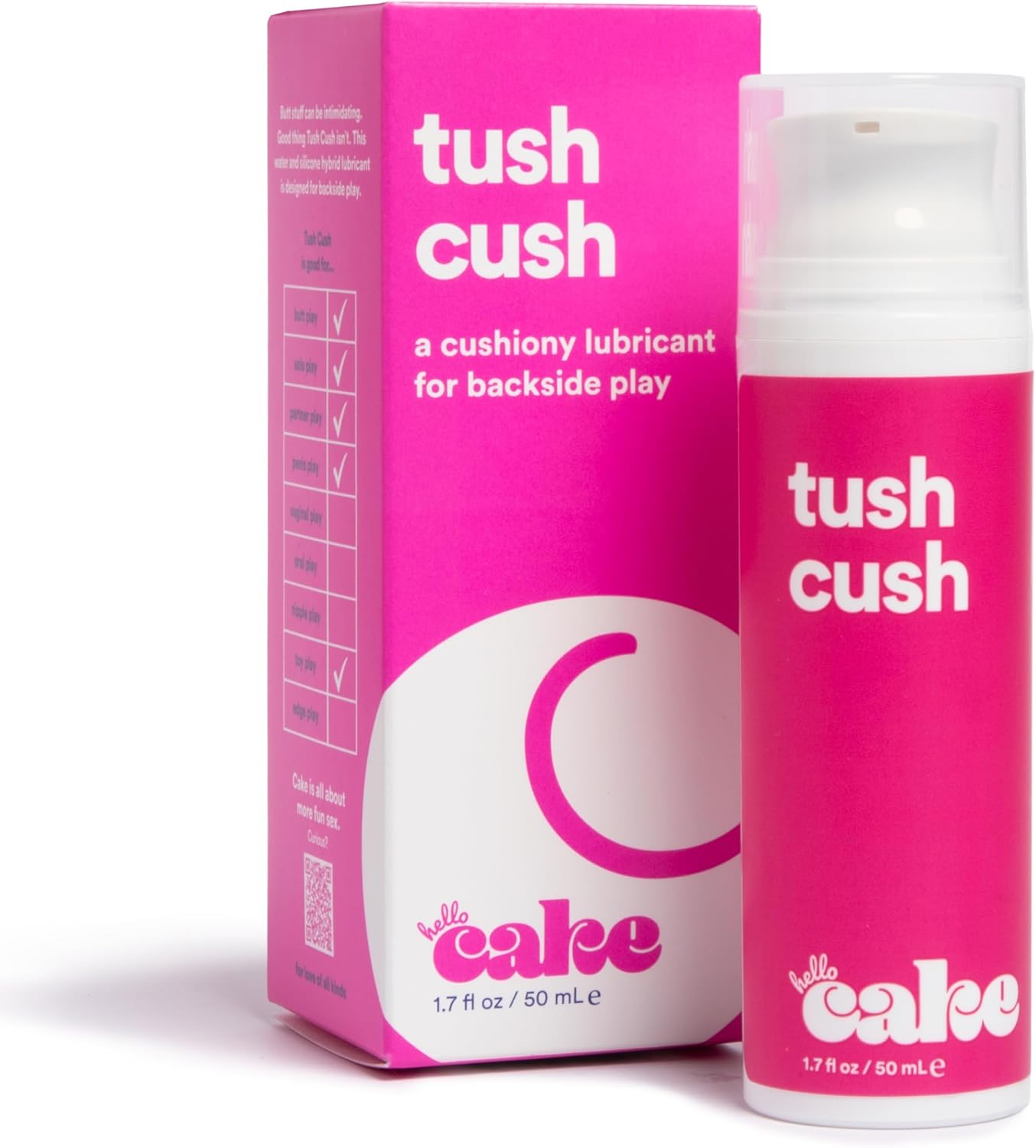 Hello Cake Tush Cush, Silicone and Water-Based Personal Lubricant, Formulated for Anal Use, Hybrid Lube for Men, Women, and Couples, 3.3 fl oz - DragonVitality