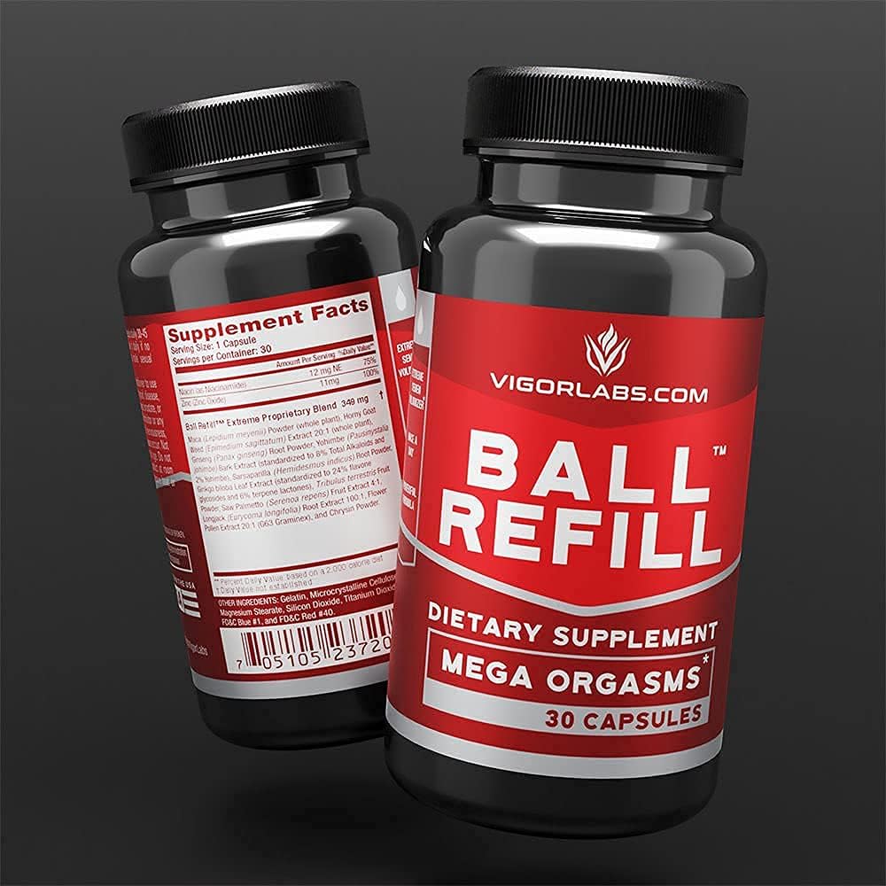 BALL REFILL by Vigor Labs Semen Volumizer & Male Enhancement Supplement | Boost Sexual Drive & Libido | Improve Orgasms & Sexual Performance | Increase Semen Volume | 30 Capsules - DragonVitality