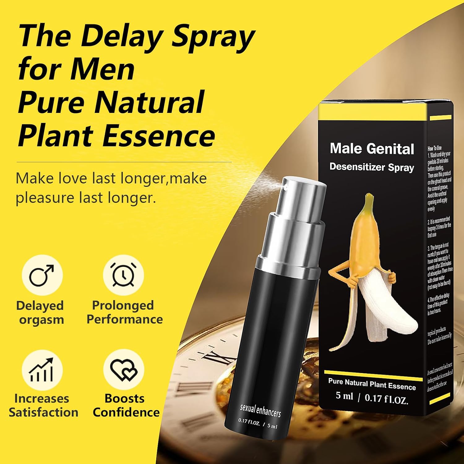 Delay Spray Sexual Enhancer for - Men to Last Longer in Bed, Effectively Extends Men's Time and Enhances Comfort ,0.17 fl oz 50 Pumps - DragonVitality