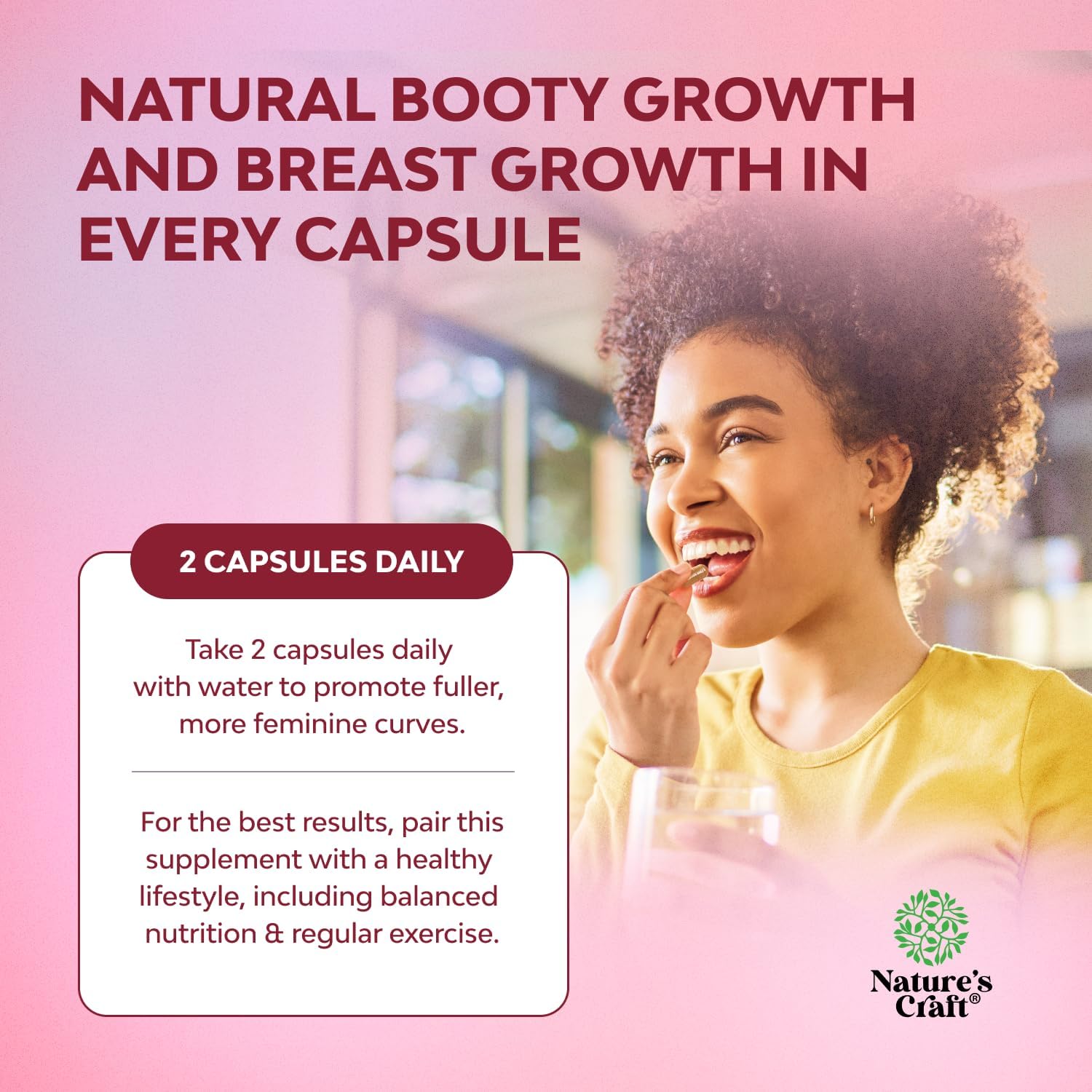 Natures Craft G-Curve Butt and Breast Enhancement Pills - Herbal Enhancer May Support Body Sculpting Curves with Saw Palmetto Extract Horny Goat Weed for Women *Results Vary 60 Count - DragonVitality