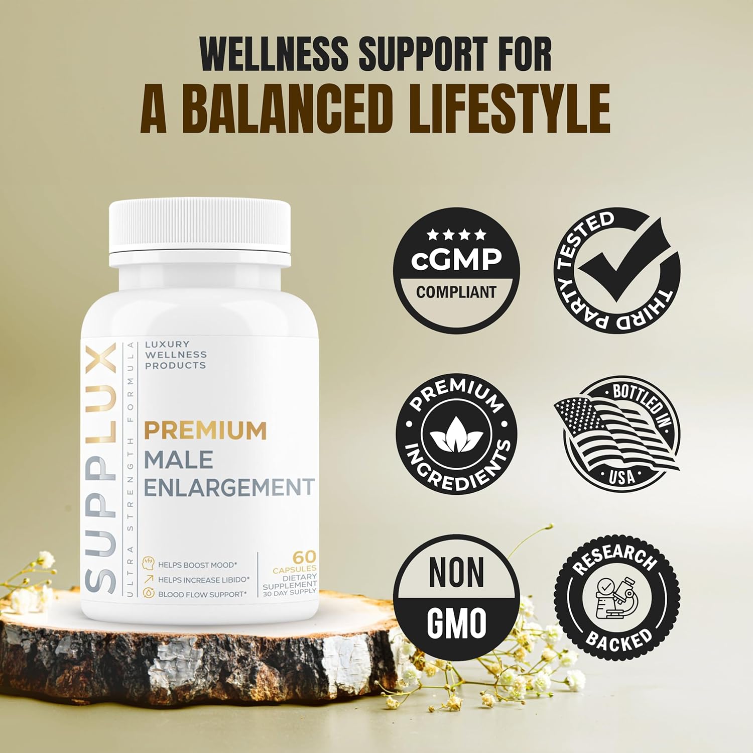 PREMIUM Male EnIargement - Powerful Erect Pills for Men w/ Fast Acting Blood Flow to Gain Length & Girth + Stamina | 9 Research Backed Ingredients for MaIe Performance & Circulation - 60 Capsules - DragonVitality