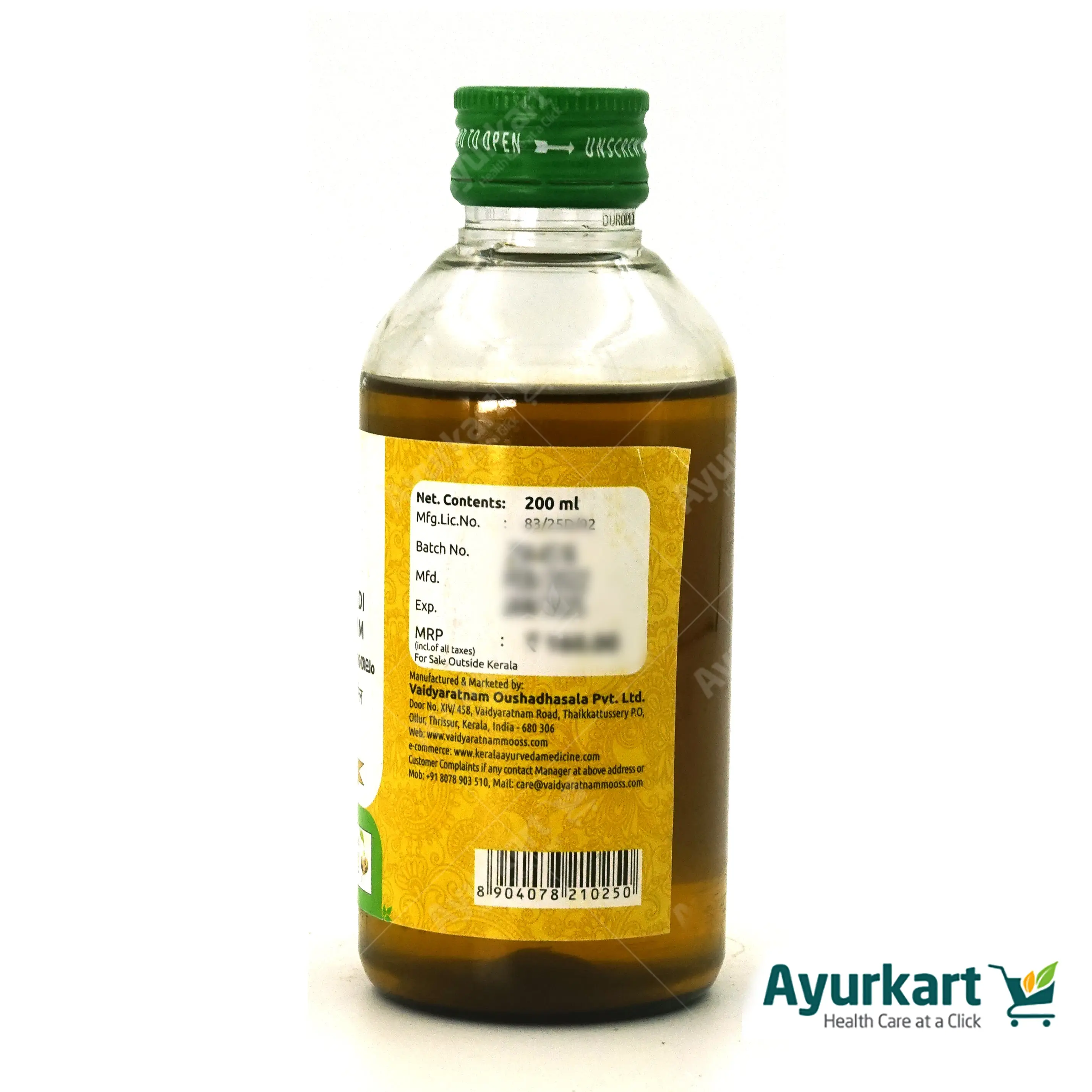 Asanavilwadi Kera Thailam - 200ML - Vaidyaratnam - DragonVitality