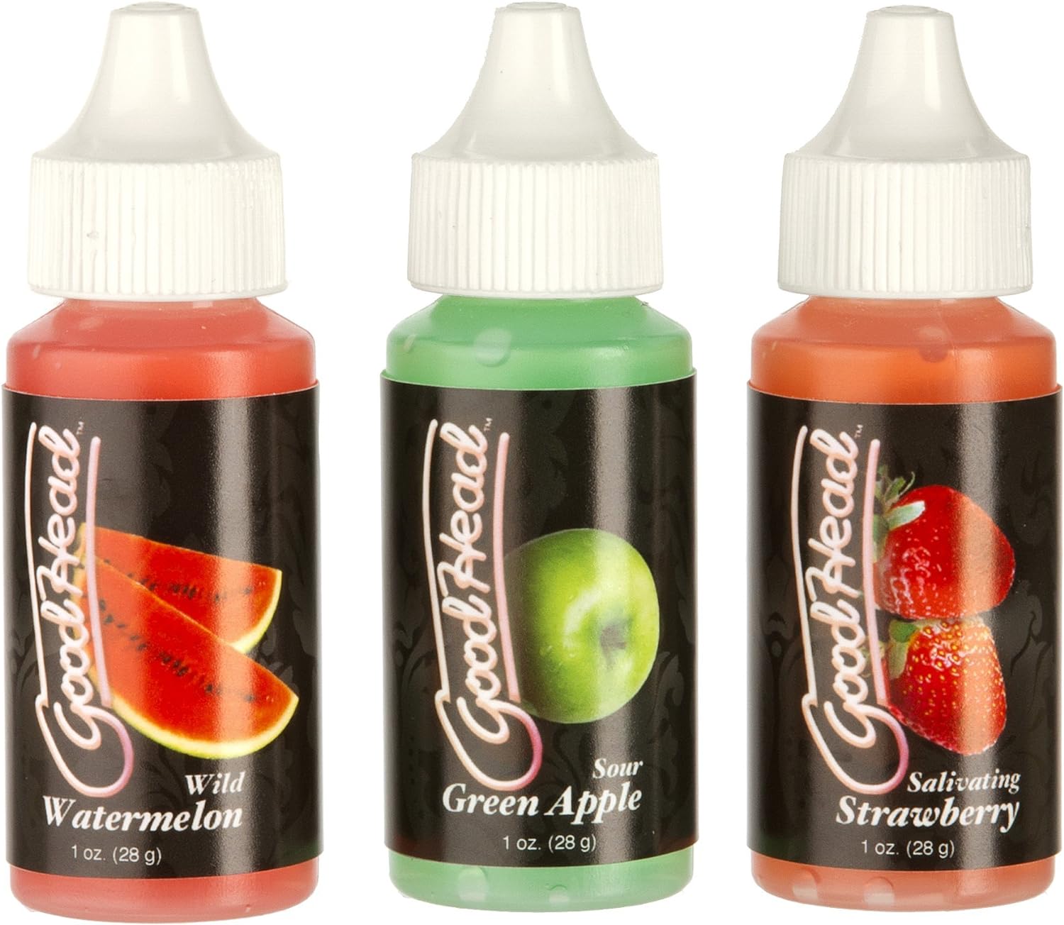 Doc Johnson GoodHead - Tingle Drops - Sweet and Tingling Oral Sex Enhancing Drops - Watermelon, Green Apple, Strawberry - 3 x 1 oz. bottles (28 g) - DragonVitality
