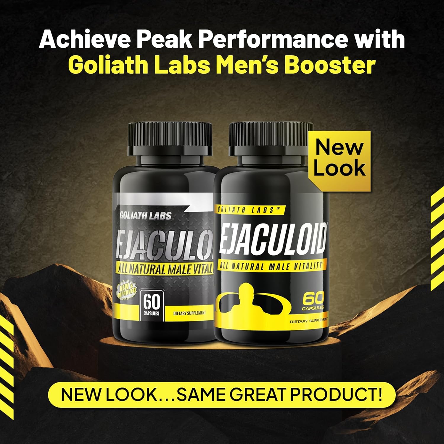 Goliath Labs Men's Booster Capsules [60 Veg Capsules/Bottle] Natural Strength Gainer Pills for Enhancing Male Energy - Supports Longevity, More Volume - Multivitamin Health Supplements - DragonVitality