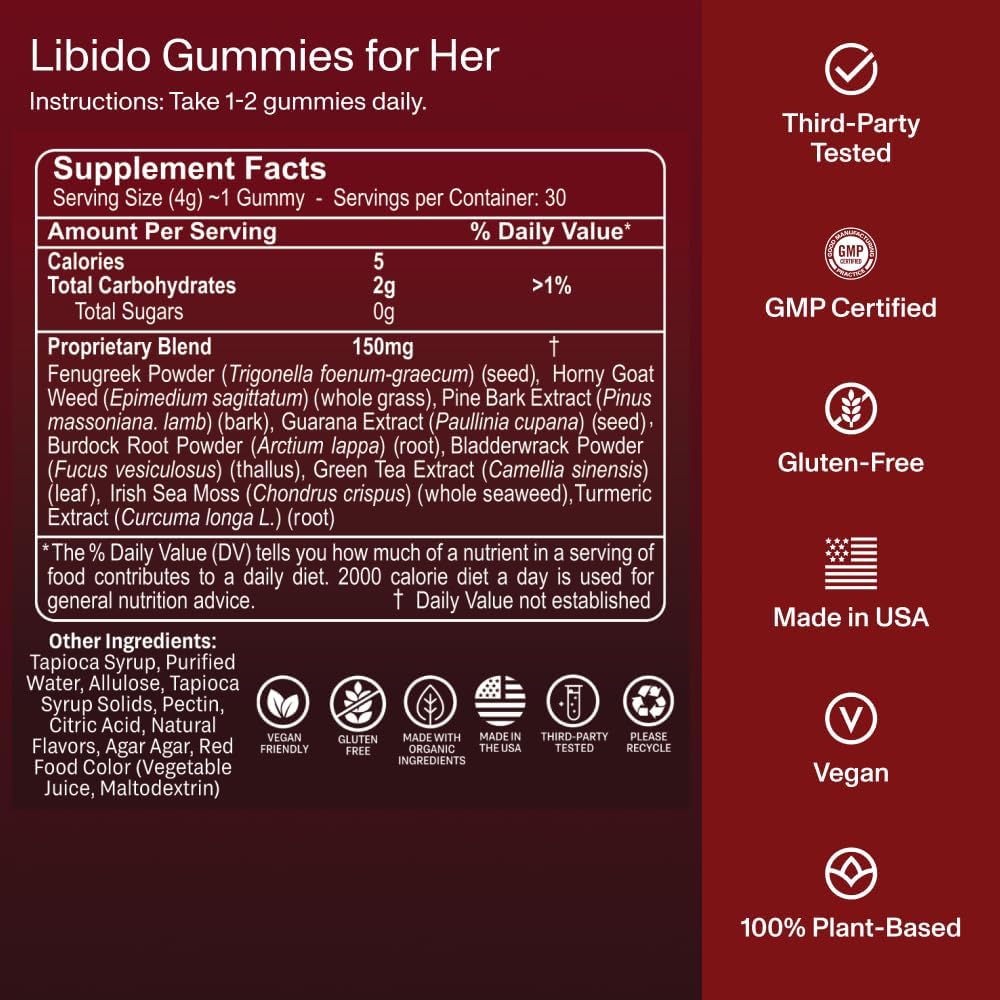 FOCL Male Libido Booster with Horny Goat Weed, Damiana, Tribulus Terrestris for Men - Supports Healthy Levels, Boost Stamina, Performance, Endurance, Male Enhancing Supplement Gummies - DragonVitality