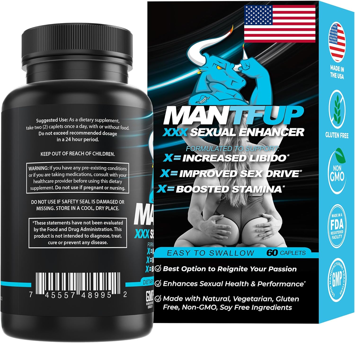 MANTFUP Daily Sexual Enhancer for Men | Boost Libido, Testosterone, Pleasure & Performance, Fast-Acting Enhancement | Potenciadores de Testosterona - DragonVitality