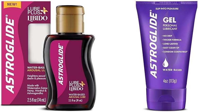 Astroglide Lube Plus Libido (2.5oz), Intimate Arousal Lube Heightens Desire and Sensitivity, Water Based Personal Lubricant, Enhances Pleasure for Women, Men, Couples, Travel Size (Packaging May Vary) - DragonVitality