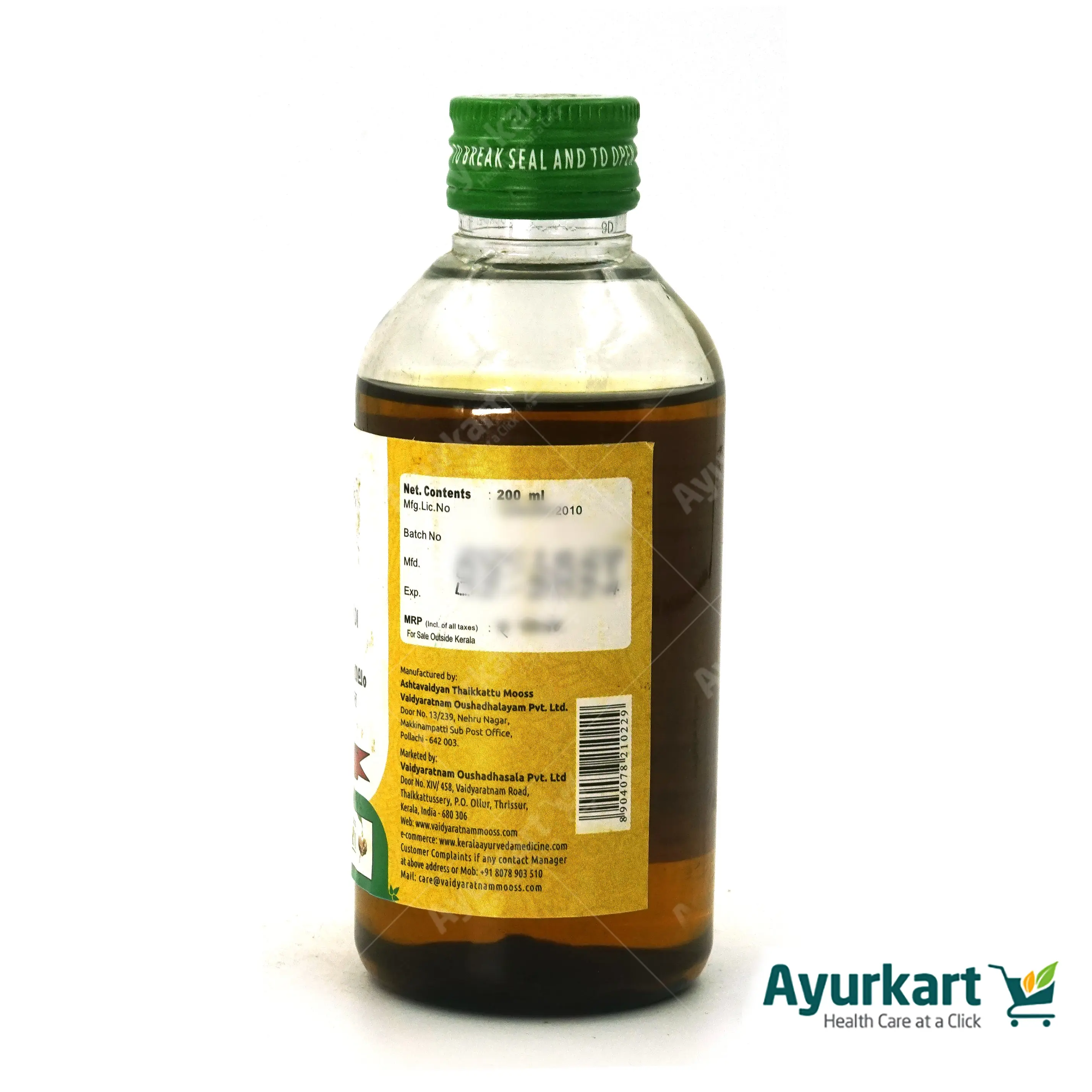 Asanavilwadi Thailam - 200ML - Vaidyaratnam - DragonVitality