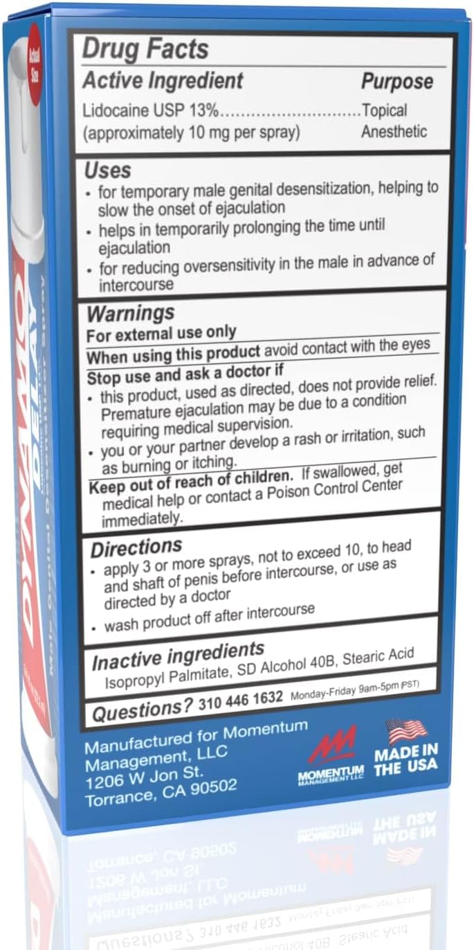 Dynamo Delay Spray for Men – 13% Lidocaine Numbing Spray to Help You Last Longer – 2 Pack Climax Control – FDA Registered, Better Value - DragonVitality