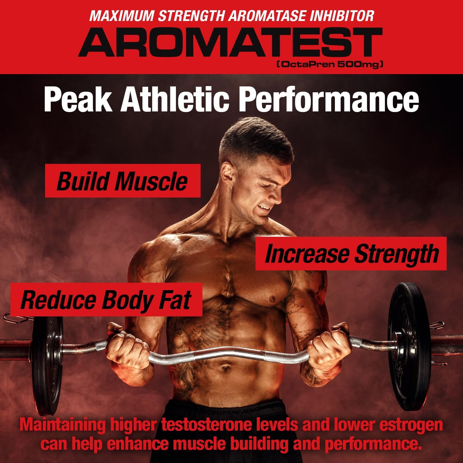 MuscleMeds AROMATEST Testosterone Booster & Aromatase Inhibitor, Lowers Estrogen, Supports Muscle Building & Strength, Anti-Aging Hormone Replacement for Men, 30 Liquid caps - DragonVitality