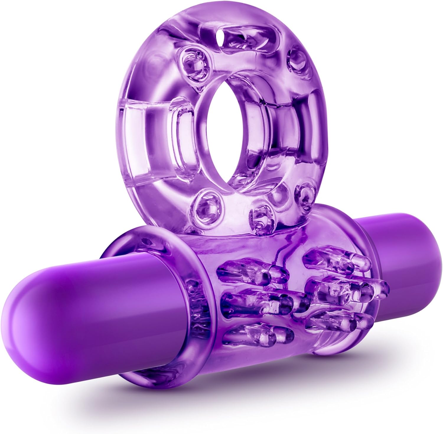 Blush Play with Me Couples Play - Vibrating C Ring - Soft and Stretchy - Nubs Stimulate The Clitoris - IPX7 Waterproof for Play in The Bath - Sexual Enhancer for Couples - Purple - DragonVitality