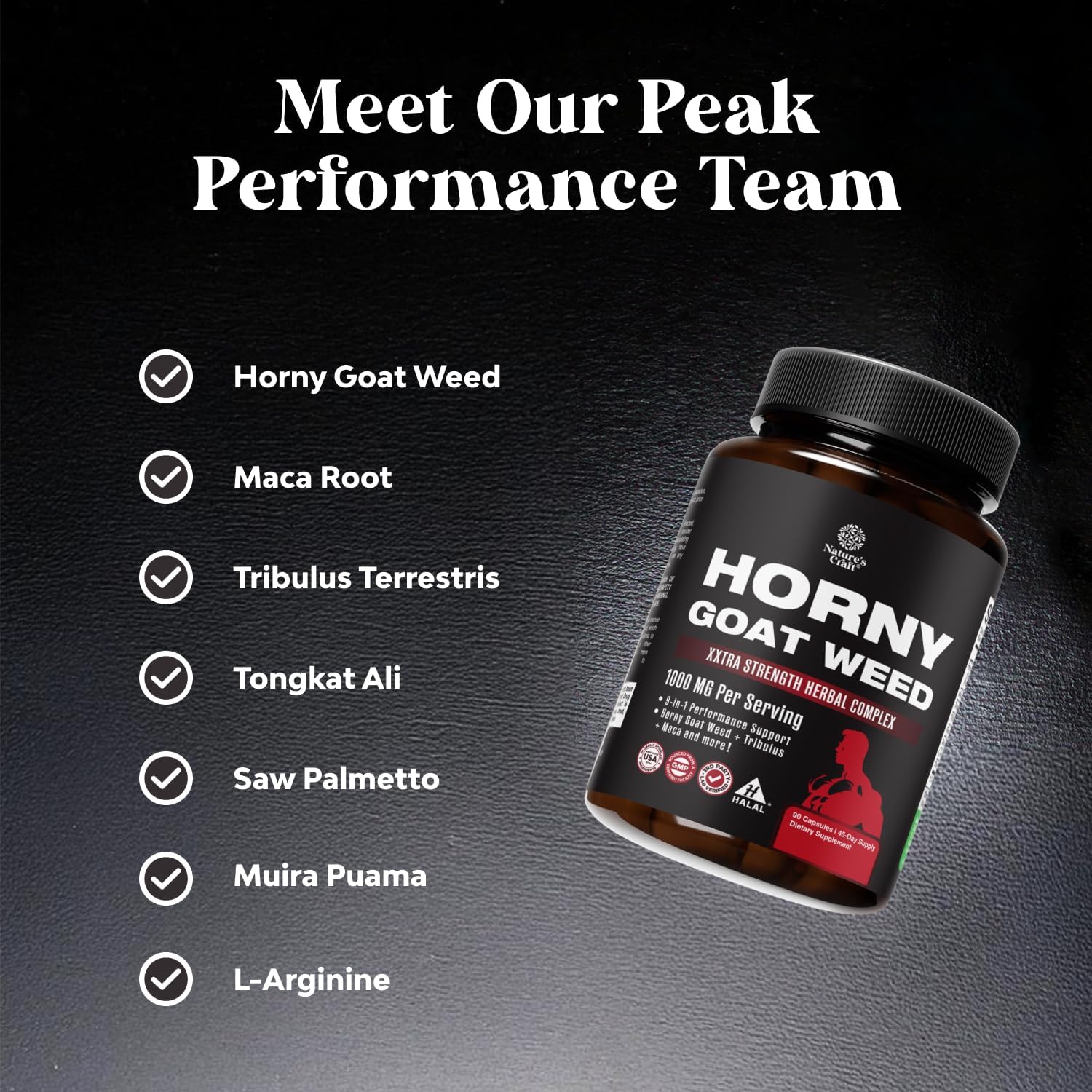 Natures Craft Horny Goat Weed for Men - Extra Strength Male Supplement with Black Maca Root, Tongkat Ali, Saw Palmetto & Panax Ginseng Extract for Stamina & Energy - 90 Capsules - DragonVitality