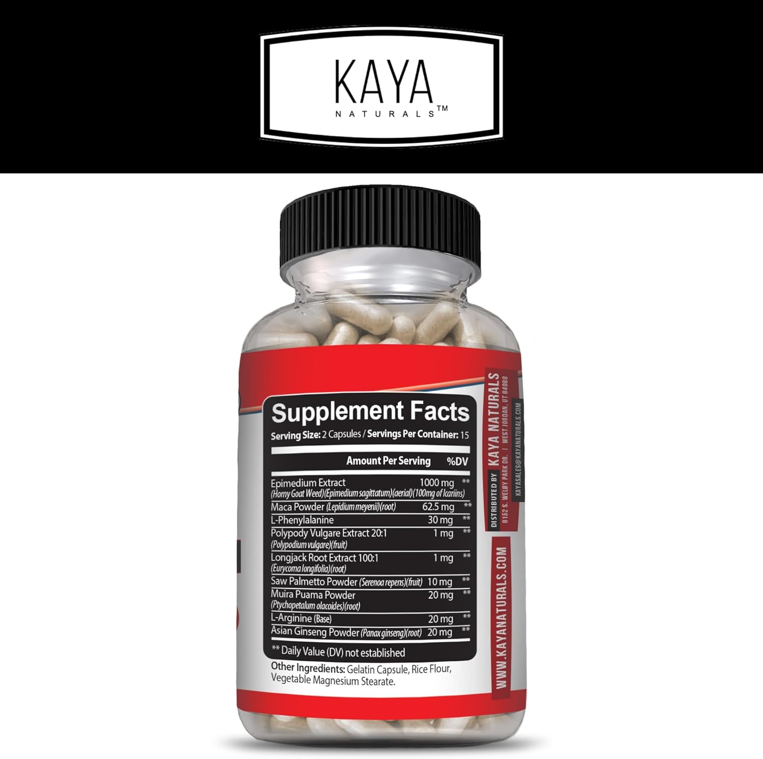 Kaya Naturals Horny Goat Weed Extract with Maca - Complex with Saw Palmetto Ginseng, Arginine Vitamin Supplement - Horny Goat Weed - 60 Count - DragonVitality