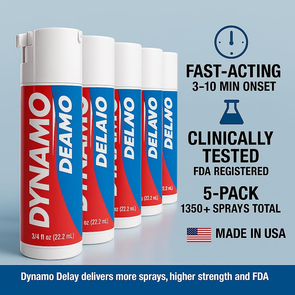 Dynamo Delay Spray for Men – 13% Lidocaine Numbing Spray to Help You Last Longer – 2 Pack Climax Control – FDA Registered, Better Value - DragonVitality