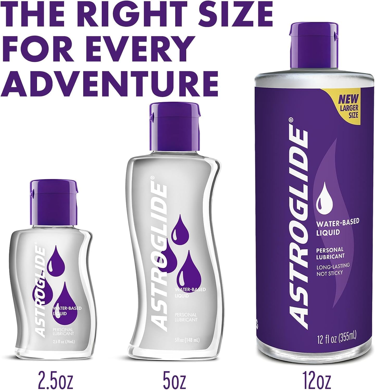 Astroglide Water Based Lube (2.5oz), Liquid Personal Lubricant, Long-Lasting Sex Lube for Men, Women and Couples, Travel-Friendly Size (Pack of 3) - DragonVitality