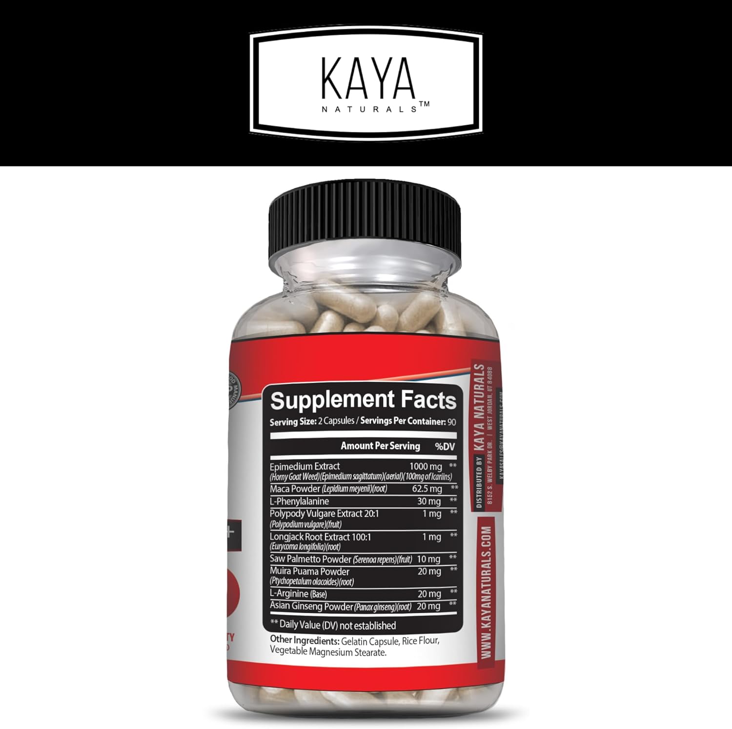 Kaya Naturals Horny Goat Weed Extract with Maca - Complex with Saw Palmetto Ginseng, Arginine Vitamin Supplement - Horny Goat Weed - 60 Count - DragonVitality