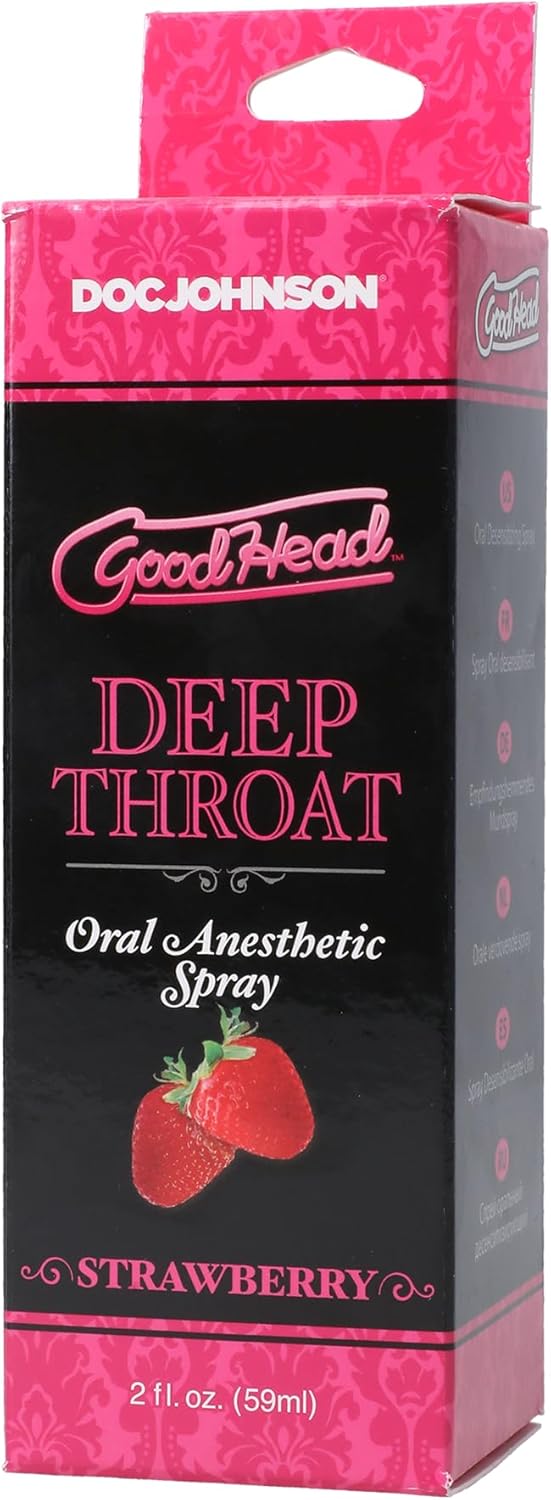 Doc Johnson GoodHead - Deep Throat Spray - Numbs Throat - Relaxes Gag Reflex - Sweet Strawberry - 2 fl. oz.(59 ml) - DragonVitality