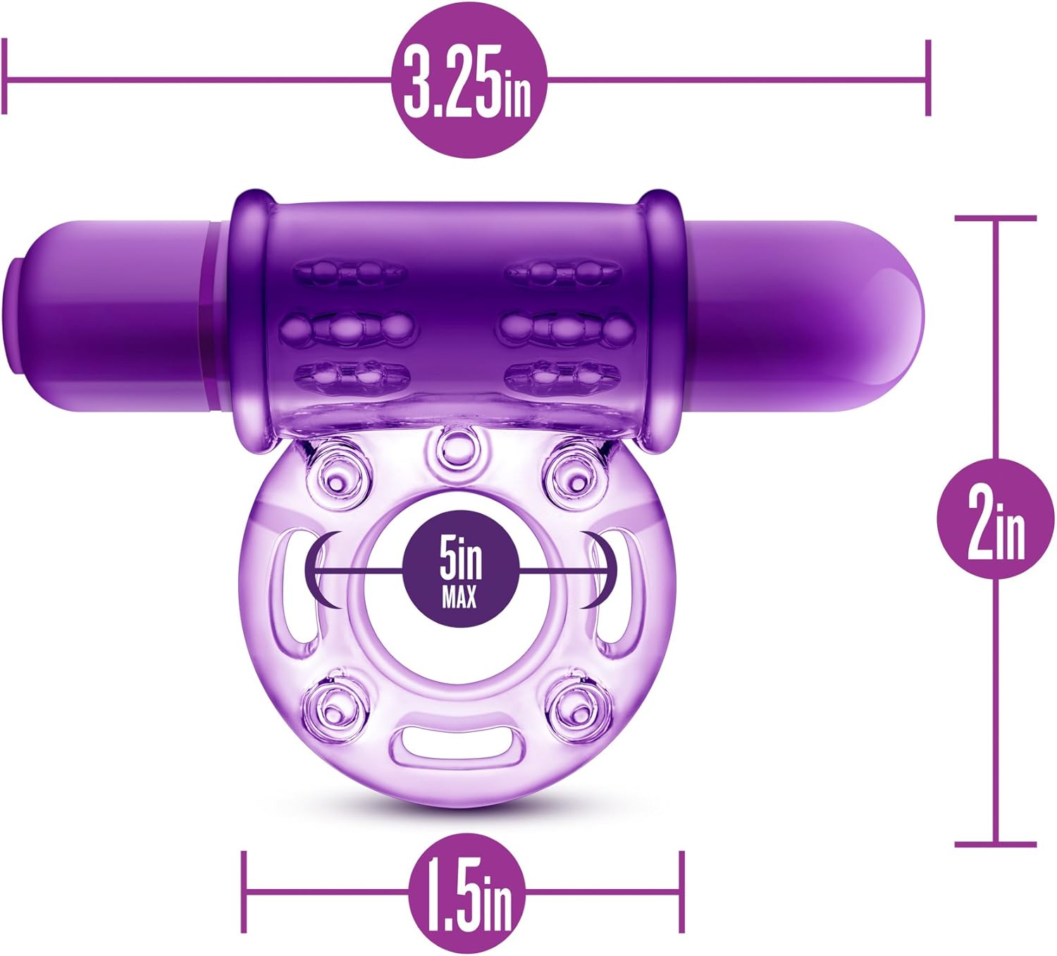 Blush Play with Me Couples Play - Vibrating C Ring - Soft and Stretchy - Nubs Stimulate The Clitoris - IPX7 Waterproof for Play in The Bath - Sexual Enhancer for Couples - Purple - DragonVitality
