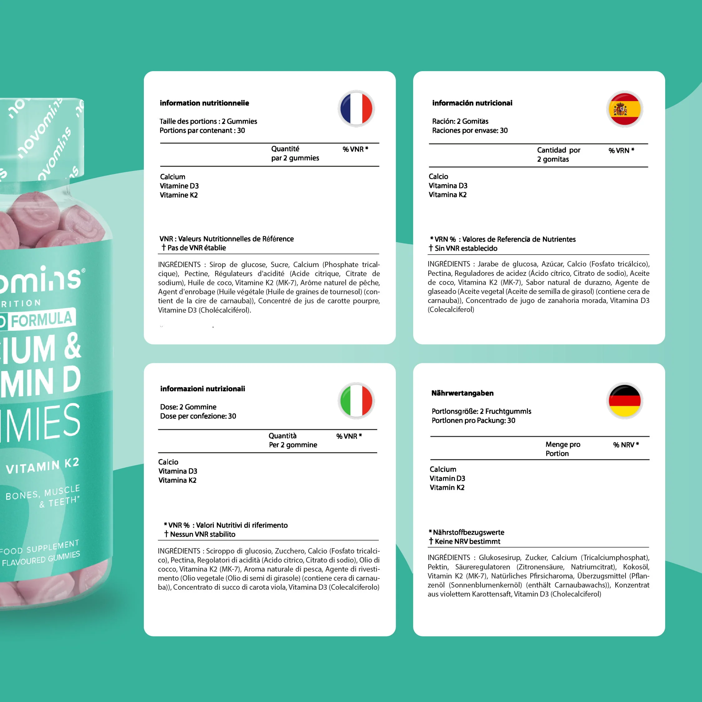 Calcium, Vitamin D & K2 Gummies - DragonVitality