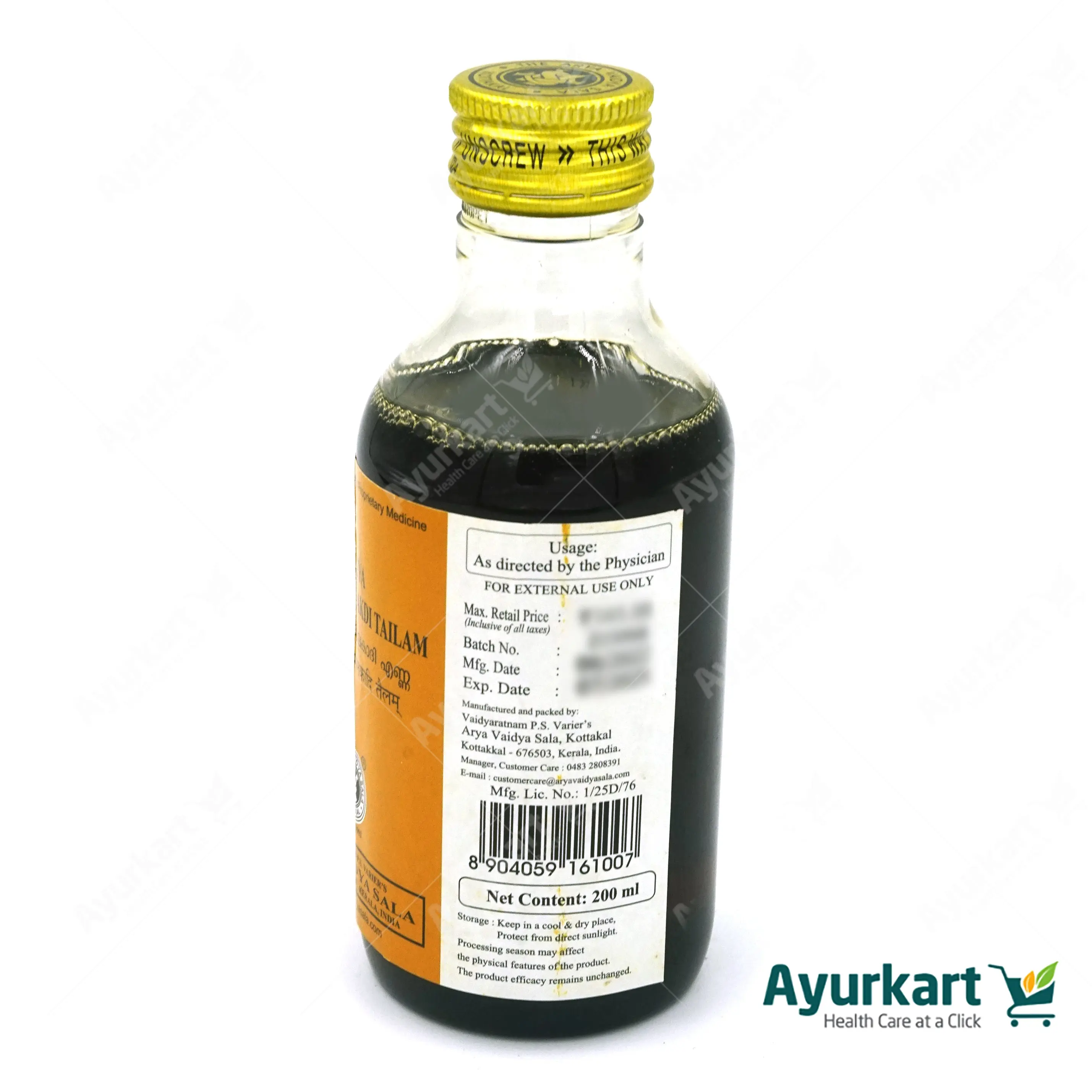 Valiya Bhringamalakadi Tailam - 200ML - Kottakkal - DragonVitality