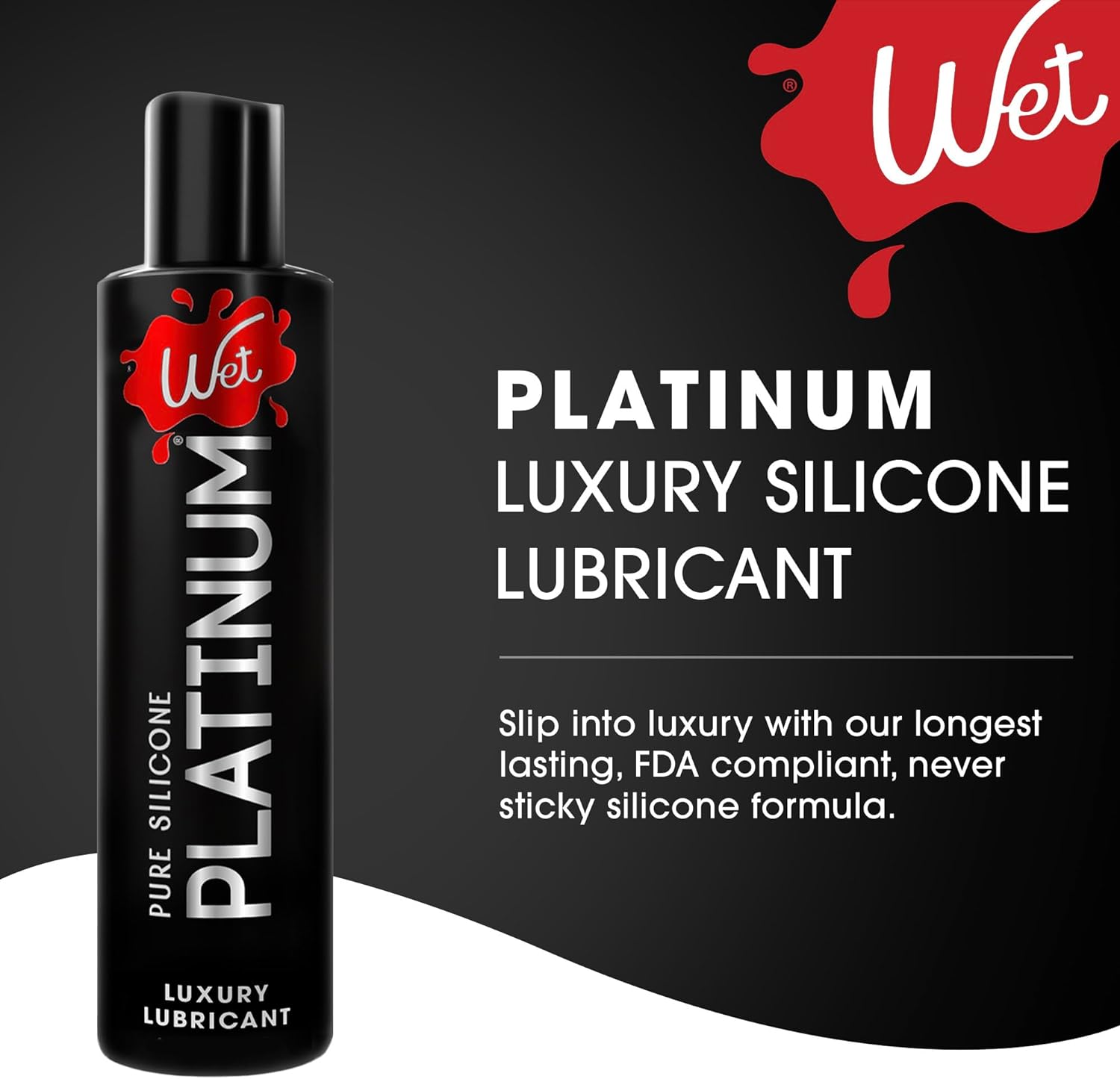 Wet Platinum Silicone-Based Personal Lubricant | Ultra Smooth, Super Slick, Hypoallergenic, Long-Lasting Performance, Waterproof Formula| Lube for Men, Women & Couples, 4.2 fl oz - DragonVitality