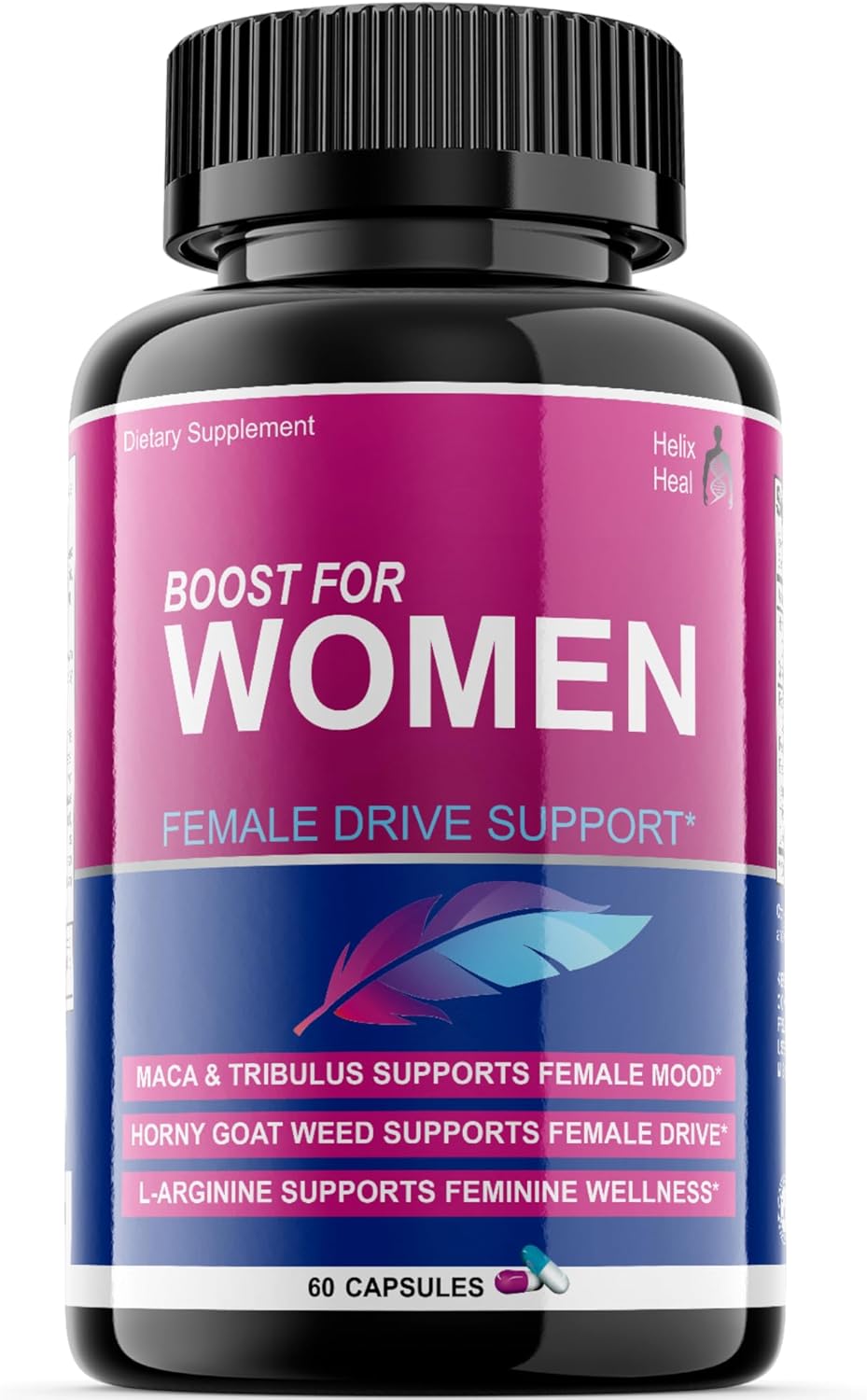 Helix Heal Libido Booster for Women Fast Acting with Horny Goat Weed - Female Desire Pills with Maca Root, Tribulus Terrestris, Ginseng and Hornygoatweed Women - Hormone Balance, Made in USA (60 ct) - DragonVitality