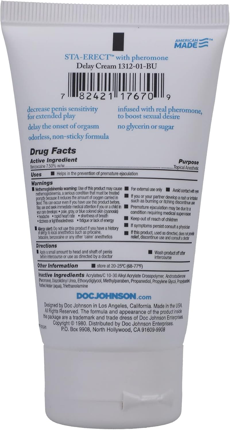 Doc Johnson Plump - Enhancing Cream For Men - Enhances Thickness and Size for Intense Pleasure - Odorless and Tasteless - Free of Glycerin - 2 Oz. (56g) - DragonVitality