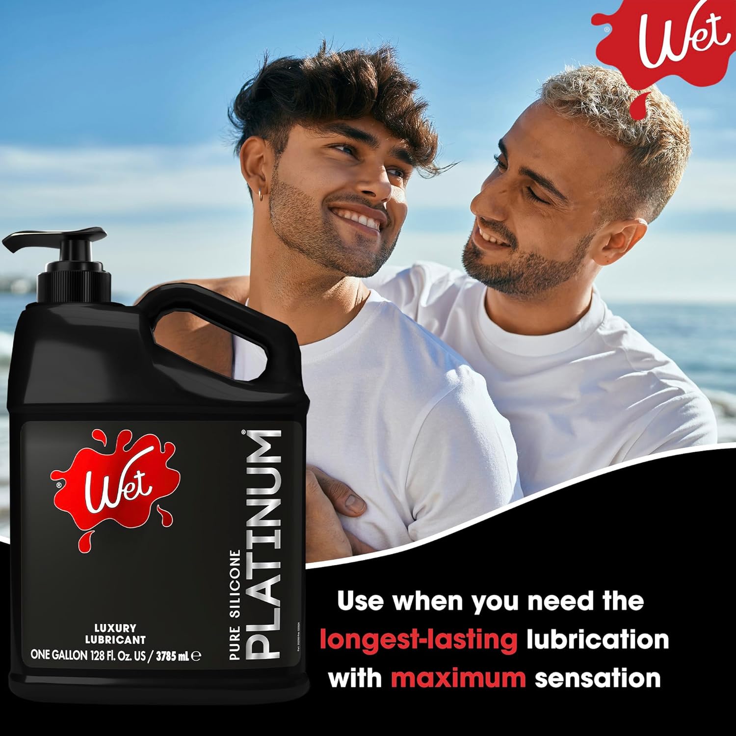 Wet Platinum Silicone-Based Personal Lubricant | Ultra Smooth, Super Slick, Hypoallergenic, Long-Lasting Performance, Waterproof Formula| Lube for Men, Women & Couples, 4.2 fl oz - DragonVitality
