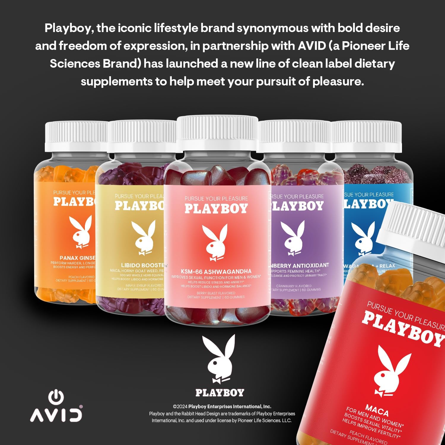 Playboy - Maca Root Gummies for Women and Men (60 Count - Peach Flavored) - Boost Sexual Vitality, Libido, Fertility - Maca Gummies Supplement - 100% Natural, Vegan Non GMO - 4:1 Extract Maca Peruana - DragonVitality