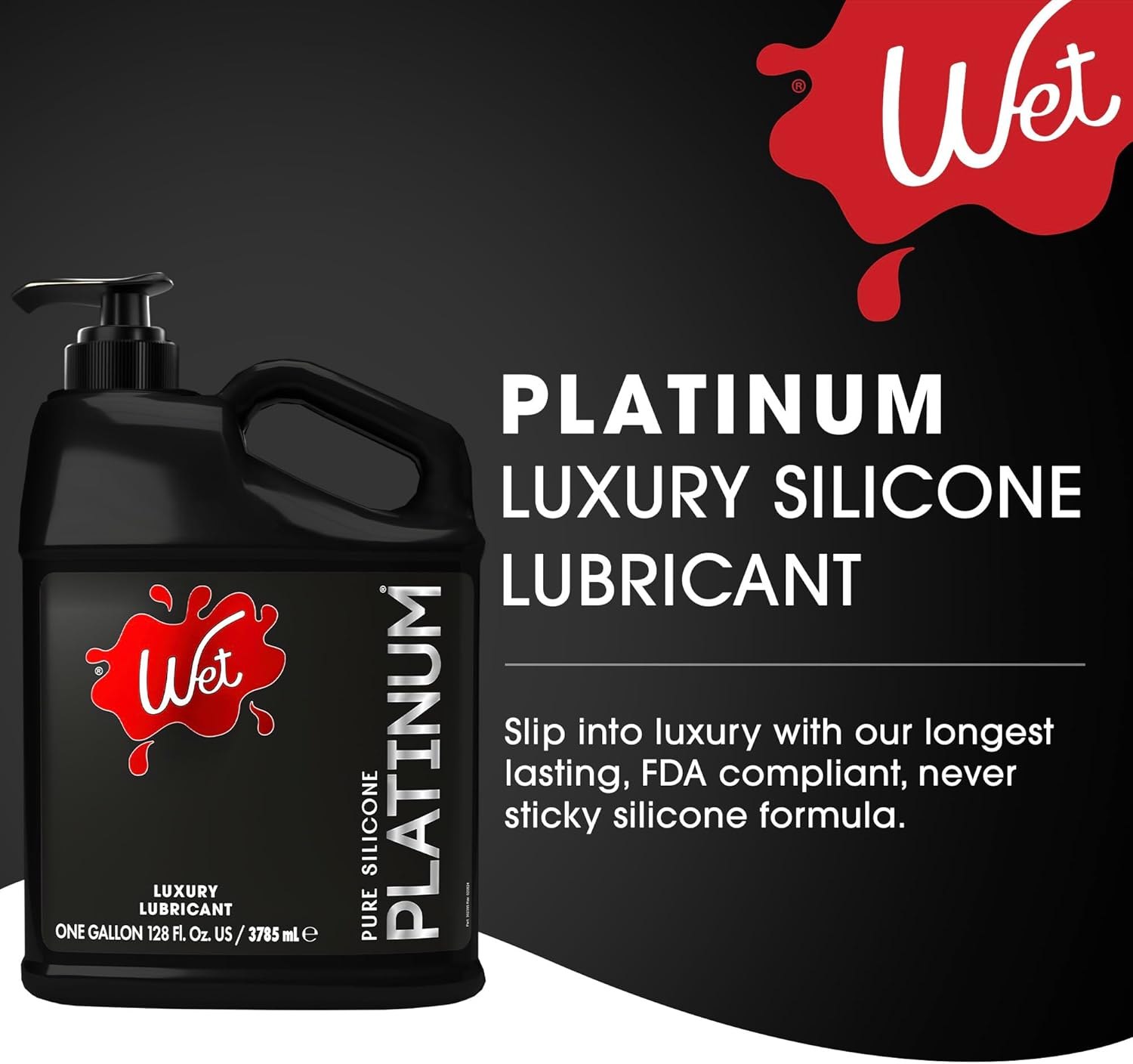 Wet Platinum Silicone-Based Personal Lubricant | Ultra Smooth, Super Slick, Hypoallergenic, Long-Lasting Performance, Waterproof Formula| Lube for Men, Women & Couples, 4.2 fl oz - DragonVitality