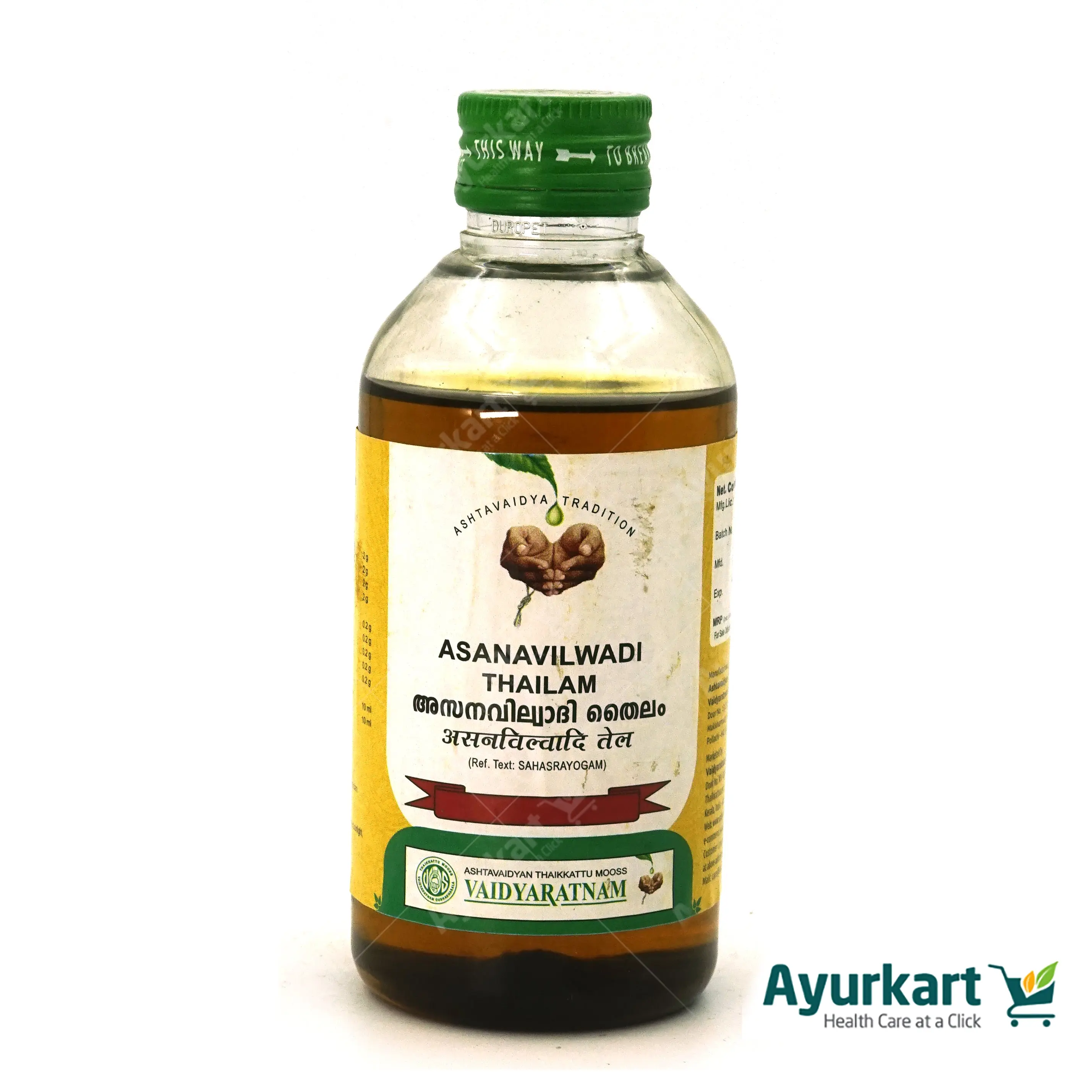 Asanavilwadi Thailam - 200ML - Vaidyaratnam - DragonVitality