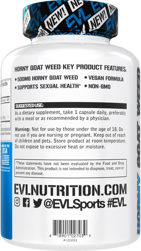 EVL Horny Goat Weed for Men - Invigorating Male Enhancing Supplement for Performance Size Energy and Stamina with Horny Goat Weed Extract - Male Libido Booster Testosterone Supplement for Men - DragonVitality