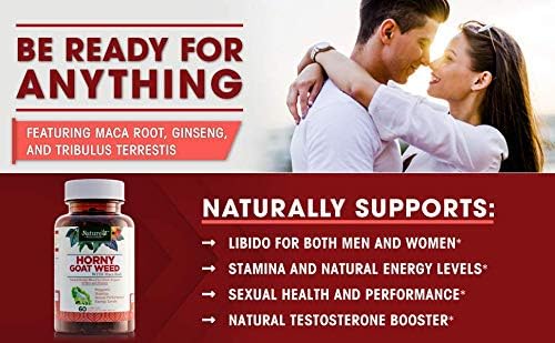 Horny Goat Weed Extract with Maca, Tribulus, L-Arginine, Ginseng - Enhance Energy & Performance for Men & Women - Boost Libido, Stamina & Sexual Health - 1000 mg Epimedium with Icariins Supplement - DragonVitality