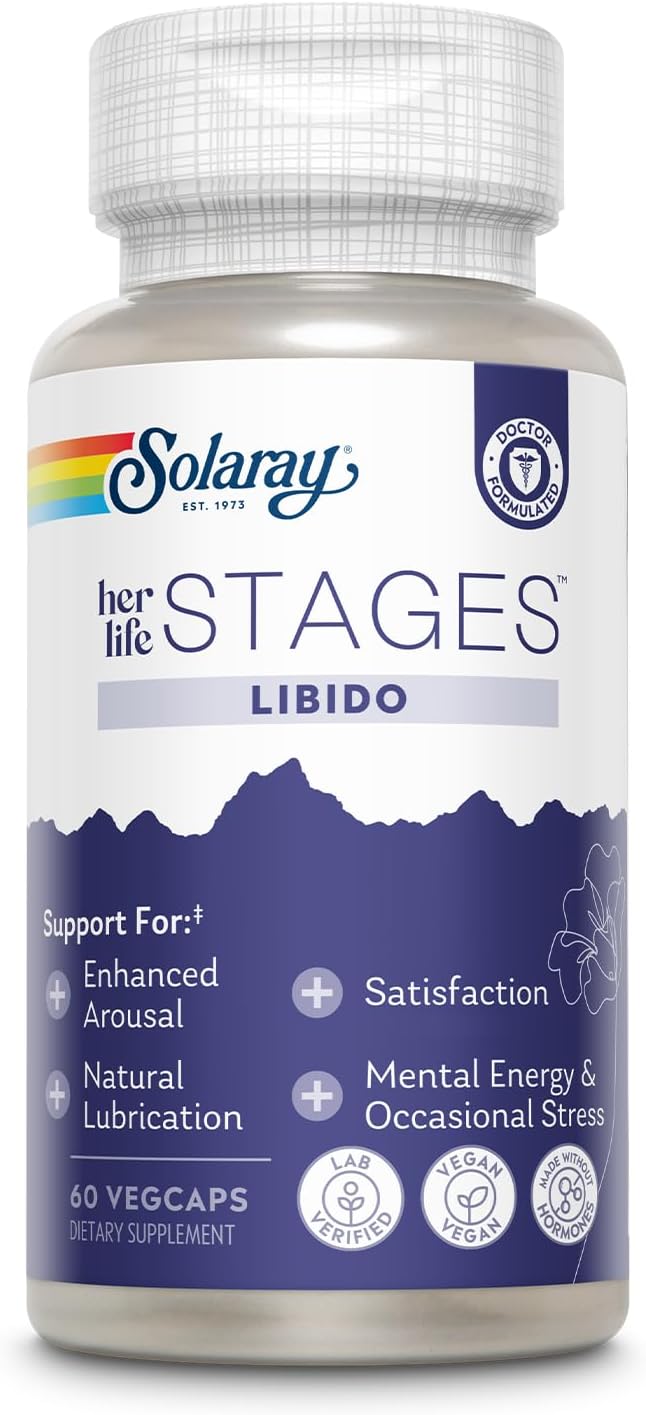 SOLARAY Libido her Life Stages - Supports Natural Lubrication and Libido Increase for Women - Shatavari, Fenugreek, Organic Ashwagandha Capsules - Made Without Hormones - 30 Servings, 60 VegCaps - DragonVitality