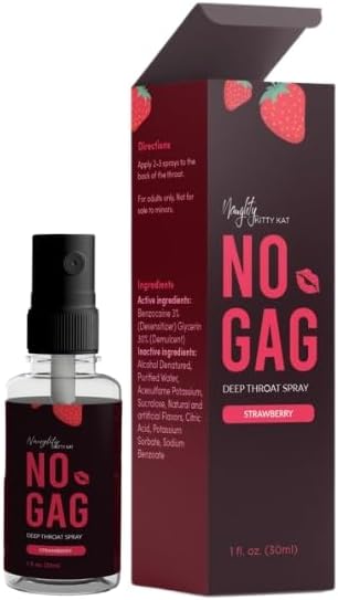 Naughty Kitty Kat Deep Throat Spray | No Gag Sweet Strawberry Mild Numbing Deep Throat Spray | Throat Numbing Spray for Deep Throating 1oz Precise Spray Nozzle | Travel Friendly - DragonVitality