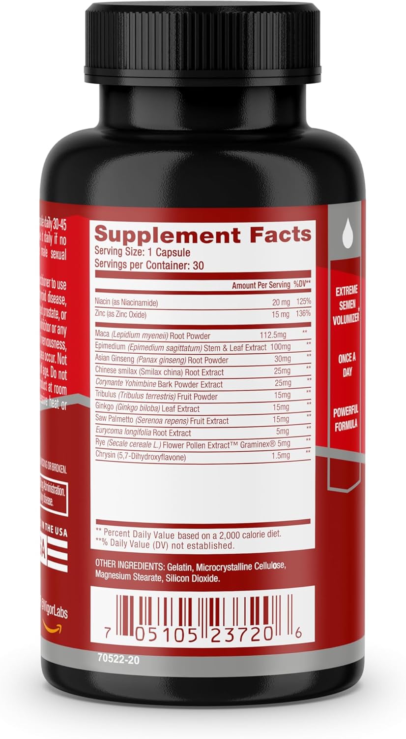 BALL REFILL by Vigor Labs Semen Volumizer & Male Enhancement Supplement | Boost Sexual Drive & Libido | Improve Orgasms & Sexual Performance | Increase Semen Volume | 30 Capsules - DragonVitality
