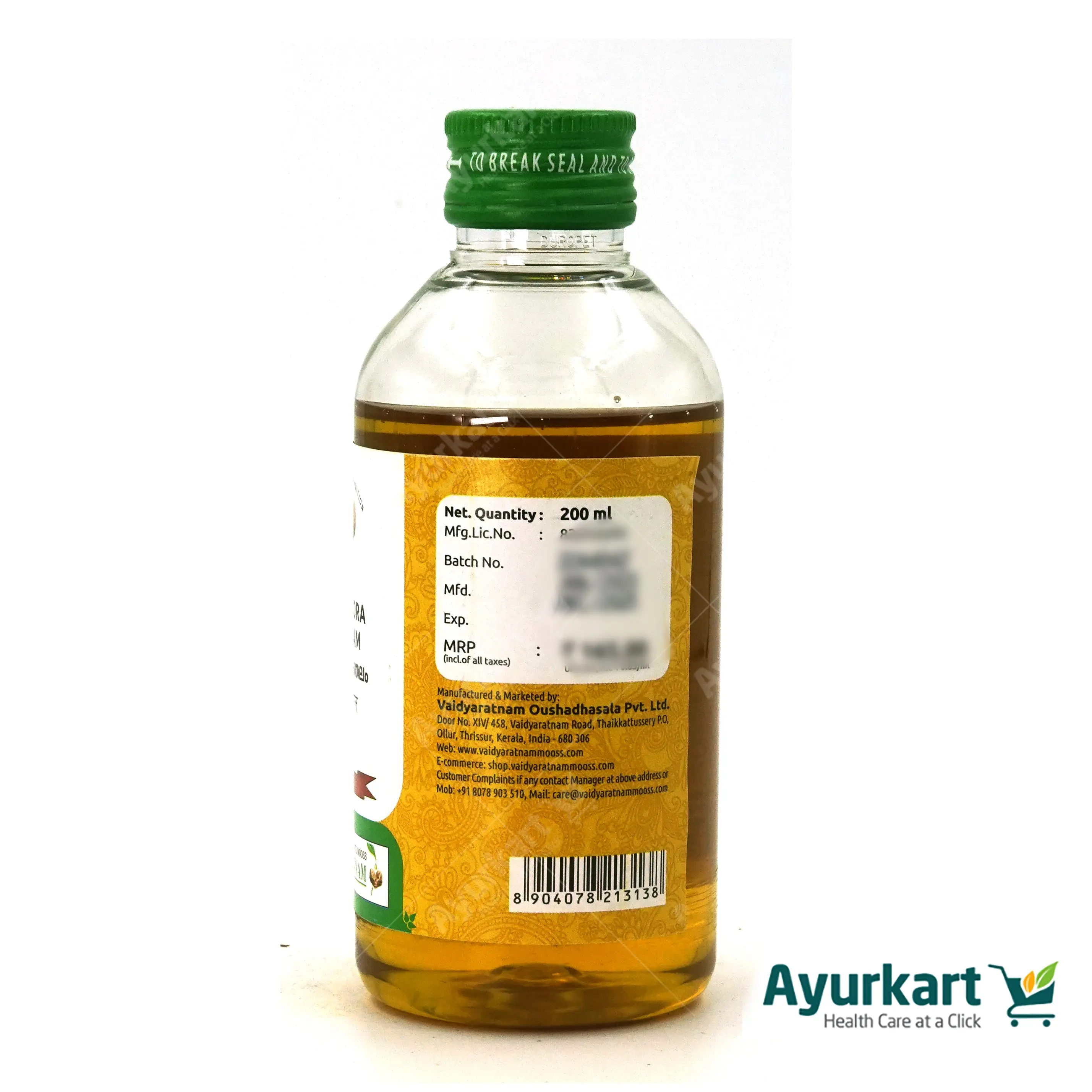 Karpoora Thailam - Vaidyaratnam 200ml - DragonVitality