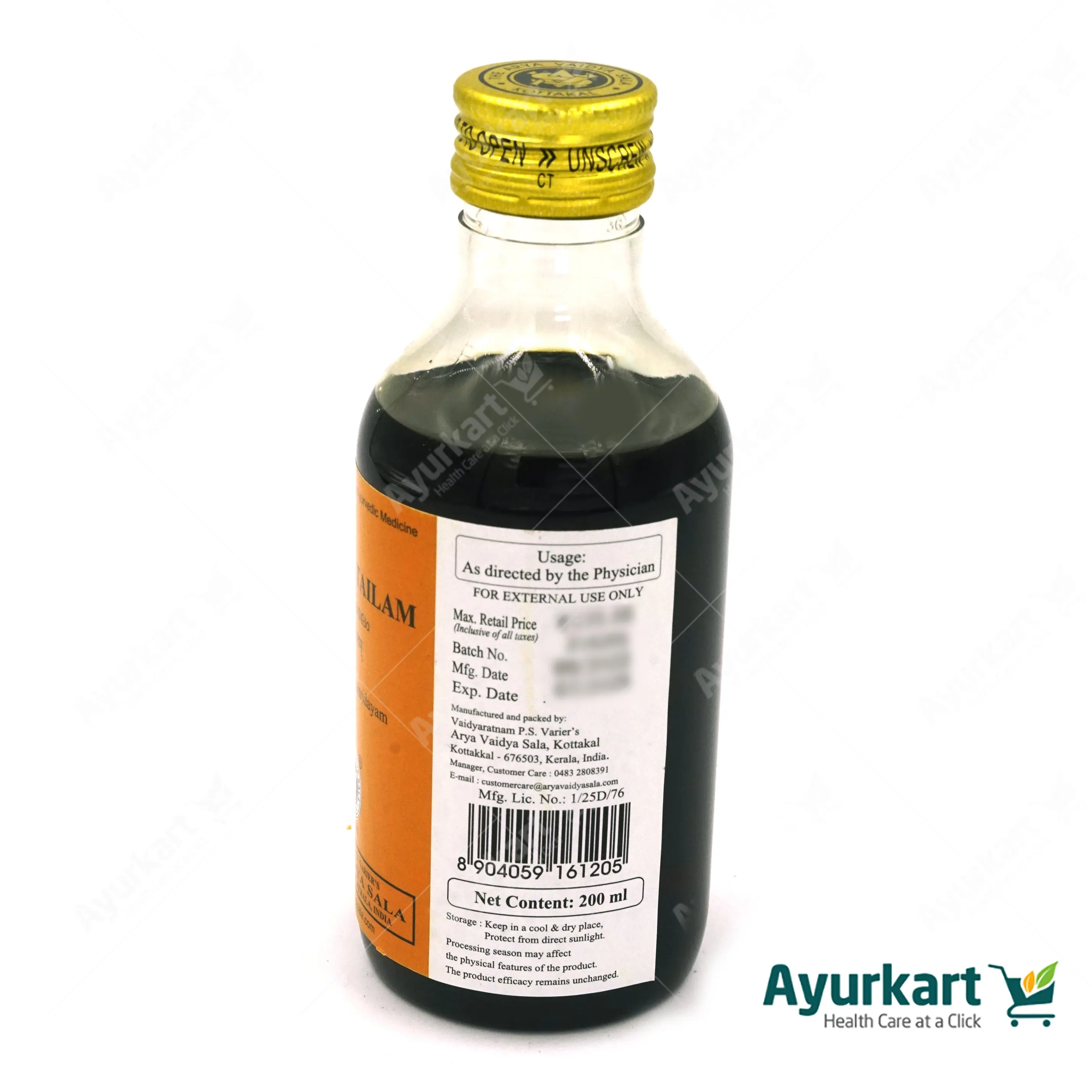 Vajraka Tailam - 200ML - Kottakkal - DragonVitality