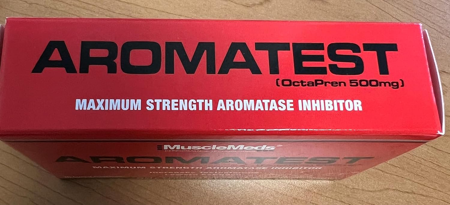 MuscleMeds AROMATEST Testosterone Booster & Aromatase Inhibitor, Lowers Estrogen, Supports Muscle Building & Strength, Anti-Aging Hormone Replacement for Men, 30 Liquid caps - DragonVitality