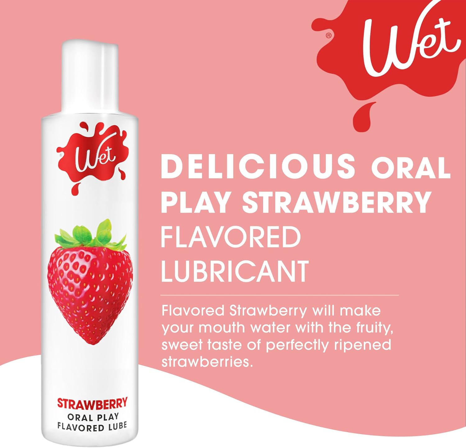 Wet Sexy Strawberry Premium Flavored Edible Lube for Men, Women and Couples | Long-Lasting, Condom Safe, Sugar Free, 9 fl oz - DragonVitality