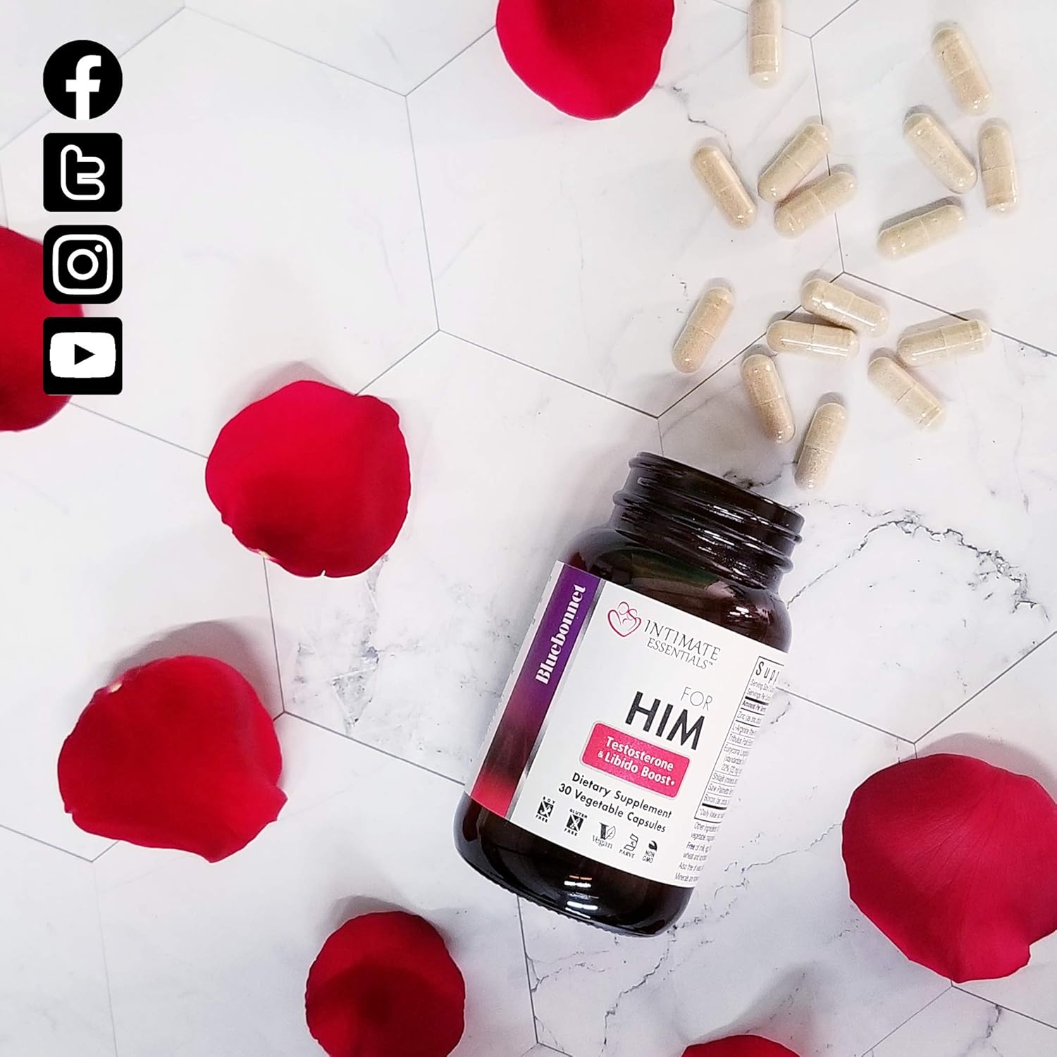 Bluebonnet Nutrition Intimate Essentials for Him, Testosterone & Libido Boost*, on-GMO, Vegan, Kosher Certified, Gluten-Free, Soy-Free, Milk-Free, 60 Vegetable Capsules, 30 Servings - DragonVitality