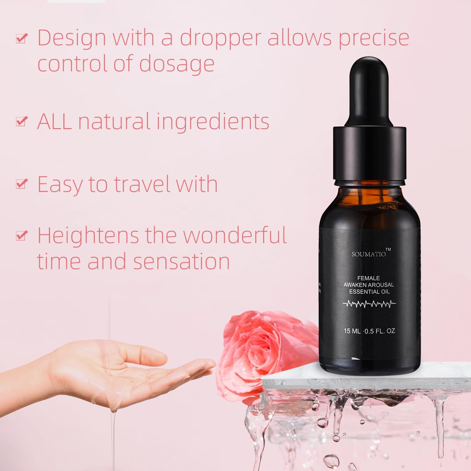 SOUMATIO Female Awaken Arousal Oil, Natural Organic formula with Stimulating Tingling Sensation, Enhances Intimate Experiences for Women - DragonVitality