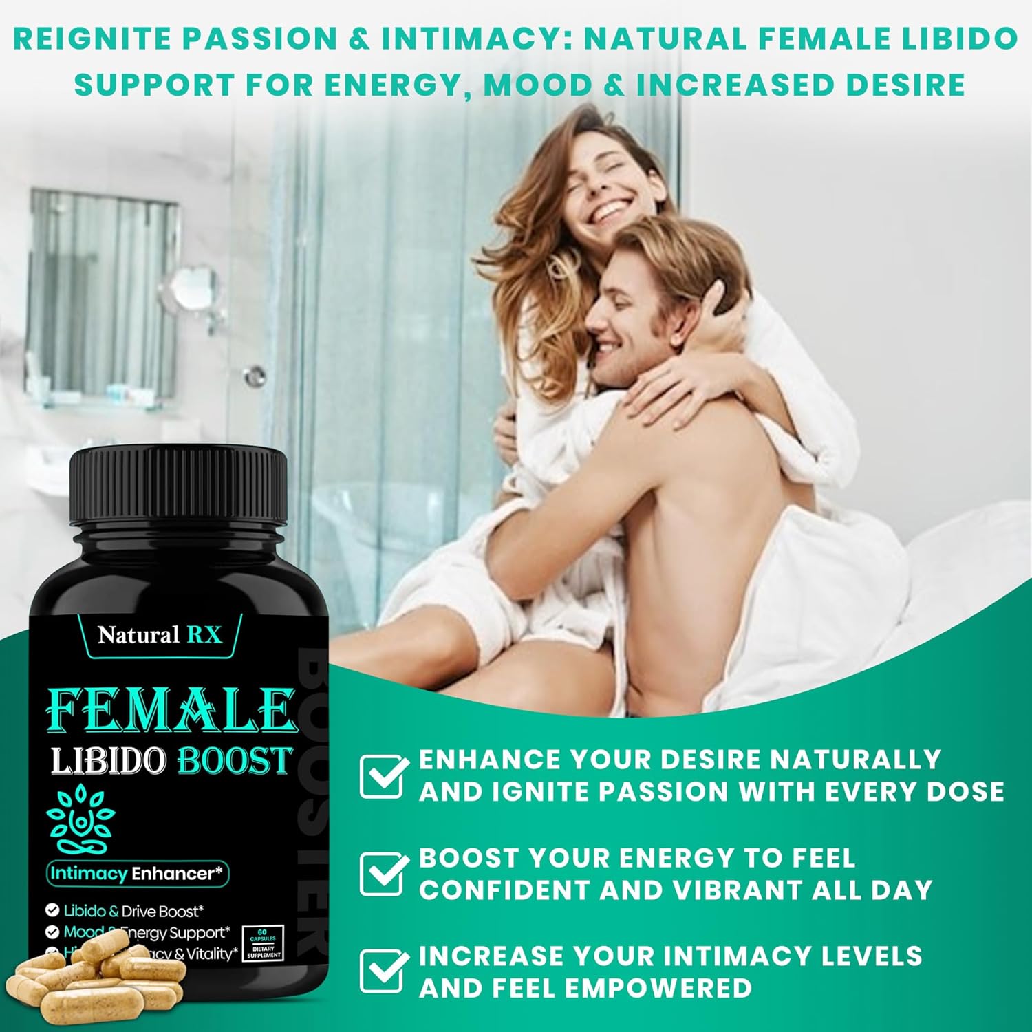 Fast Acting Female Libido Booster | Female Enhancement, Long Lasting, Hormonal Balance | High Intimacy, Increases Drive and Mood with Maca Root, Ginseng, Tribulus, Gingko| Non GMO USA Made 60 Capsules - DragonVitality