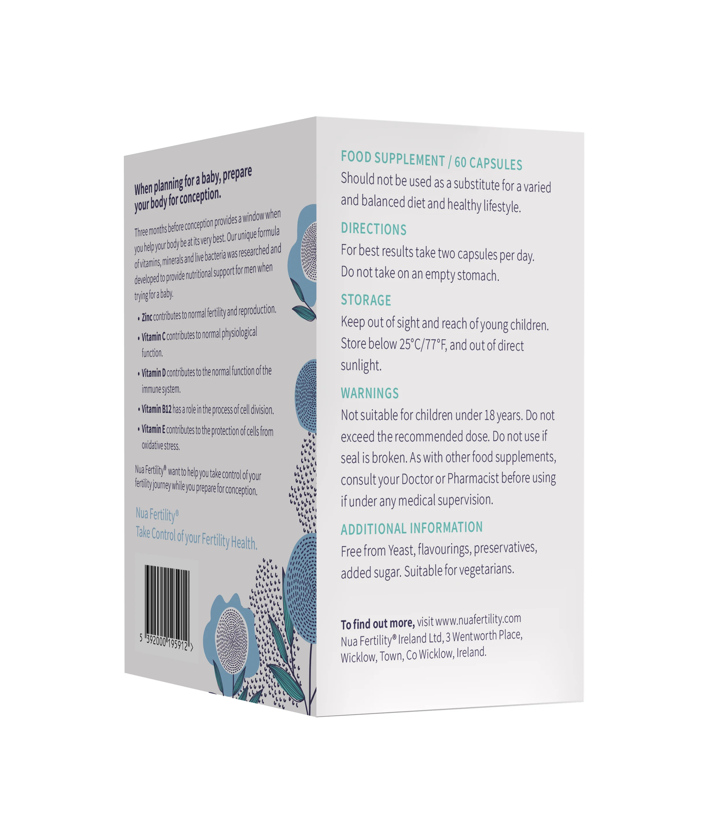 Nua Fertility NuaBiome Men 60 Capsules - DragonVitality