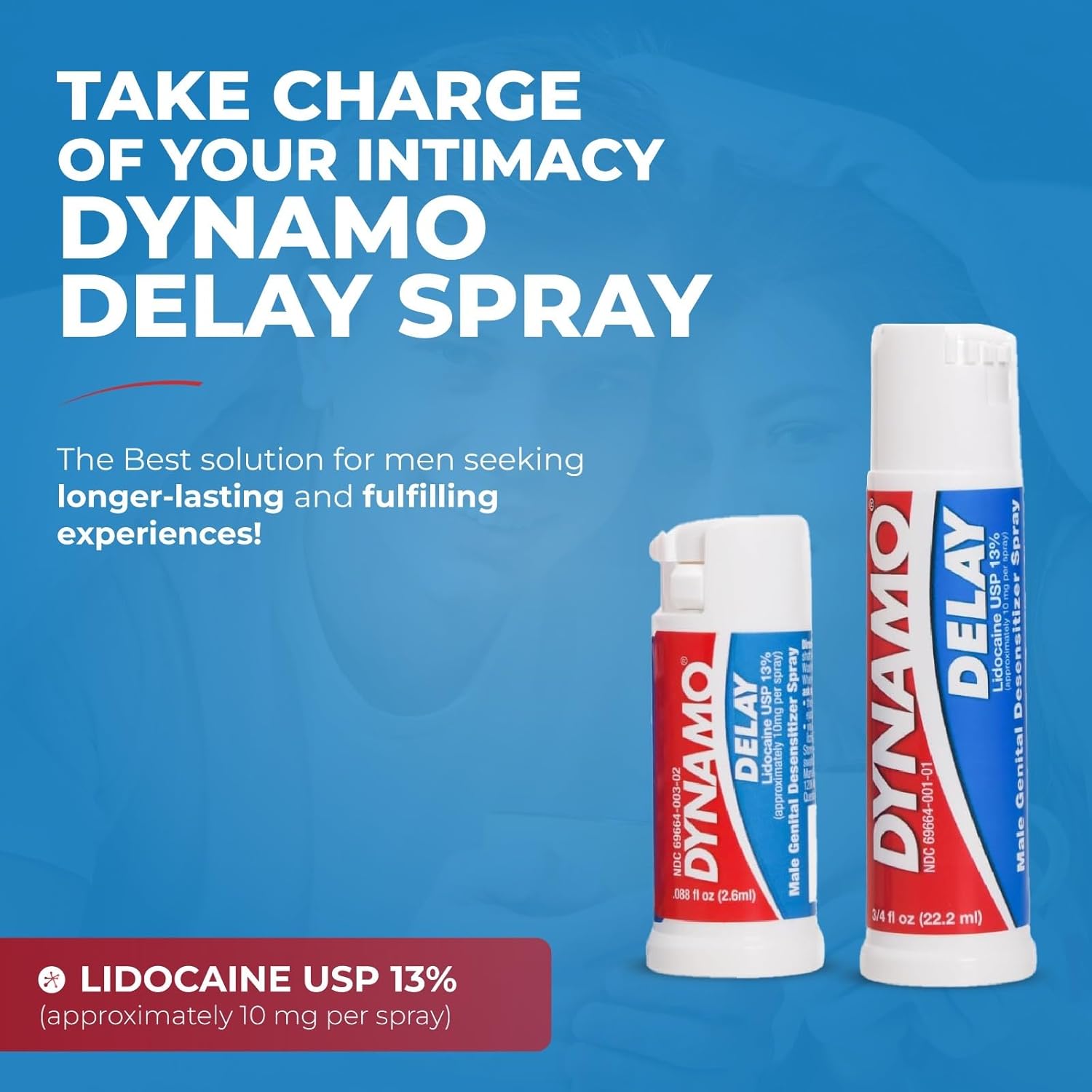 Dynamo Delay Spray for Men – 13% Lidocaine Numbing Spray to Help You Last Longer – 2 Pack Climax Control – FDA Registered, Better Value - DragonVitality